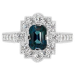 18k White Gold  Ring w/ 1.74 Carat Tourmaline & Natural Diamonds IGI Certificate