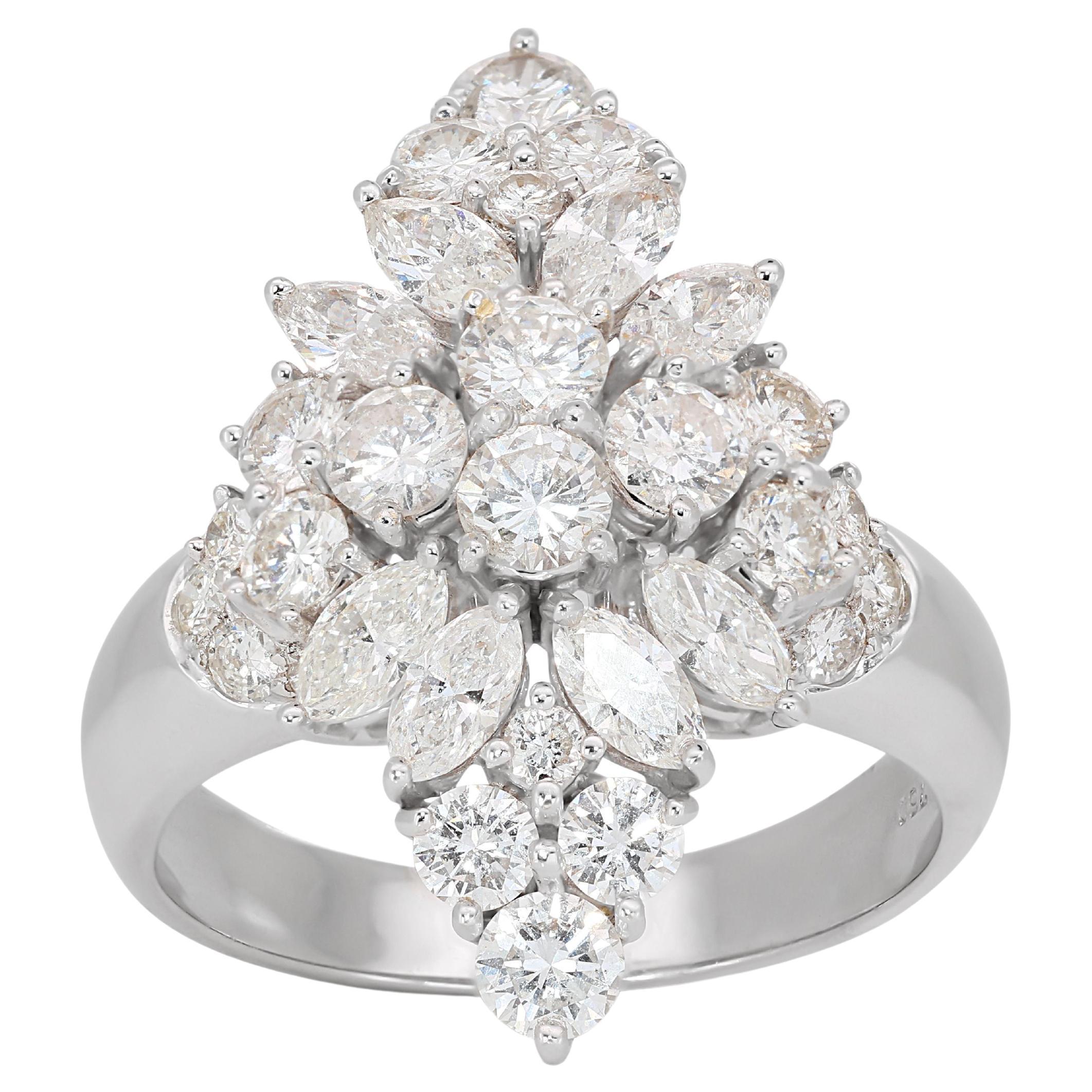 Whiting bague en or blanc 18k avec 2.50ct. Diamant rond brillant de style Art déco en vente