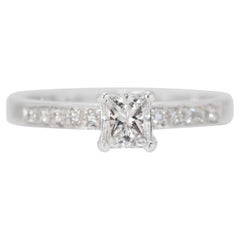 Stunning Rectangular Halo Ring in 14k White Gold