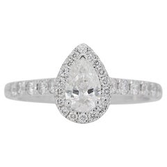 Elegant 18k White Gold with 0.71ct Pear-shaped Diamond Ring