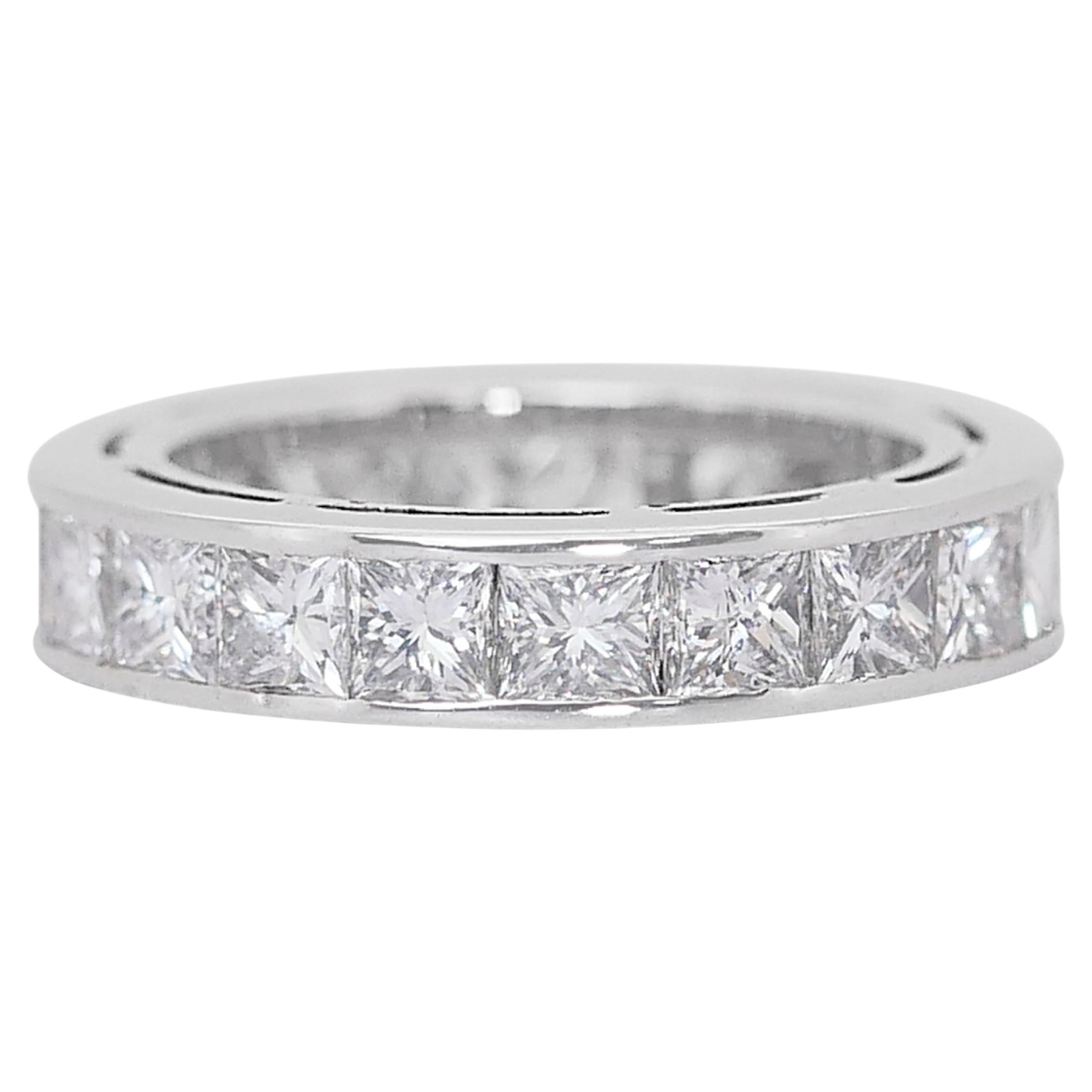 Dazzling 5ct Natural Diamond Princess Cut Platinum Ring