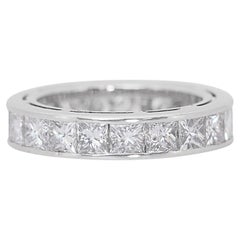 Dazzling 5ct Natural Diamond Princess Cut Platinum Ring