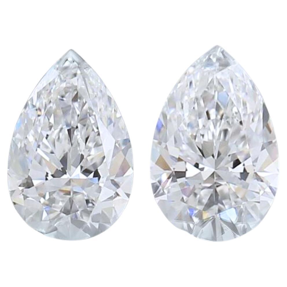 Brilliant 1.00ct Ideal Cut Pear-Shaped Pair of Diamonds - GIA Certified