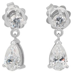 Elegant 1.61ct Diamonds Drop Earrings in 18k White Gold - GIA Certified