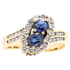Mesmerizing 1.19ct Sapphires and Diamonds Cluster Ring in 18k Yellow Gold