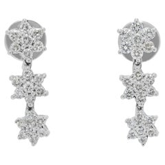 Gorgeous 0.42ct Natural Diamond Drop Earrings in 18K White Gold