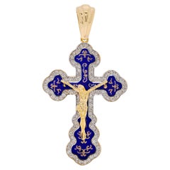 Pendentif croix en or jaune 14K avec diamant naturel de 0,54ct