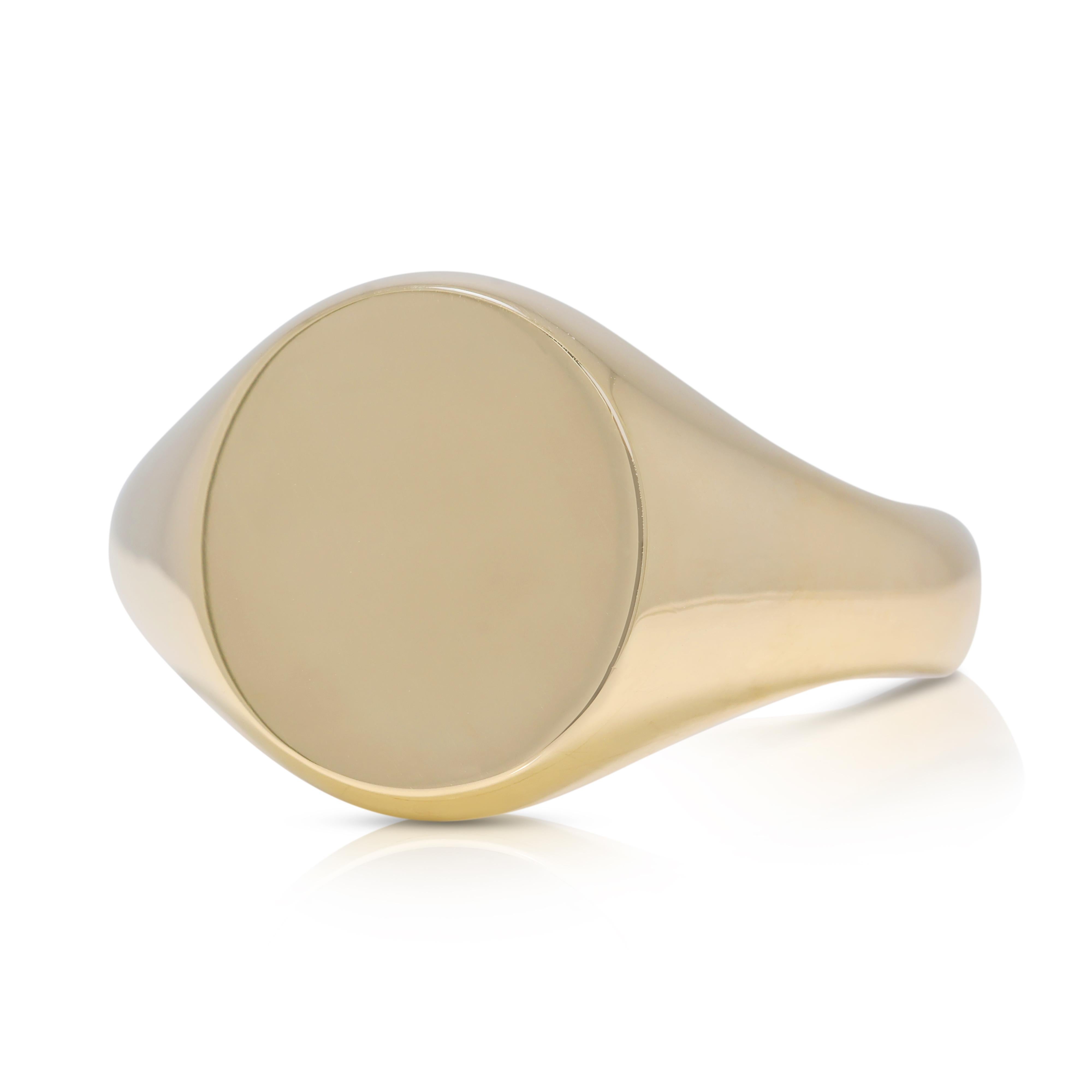 Bague de signet intemporelle en or jaune 18k de 14,76 g Unisexe en vente