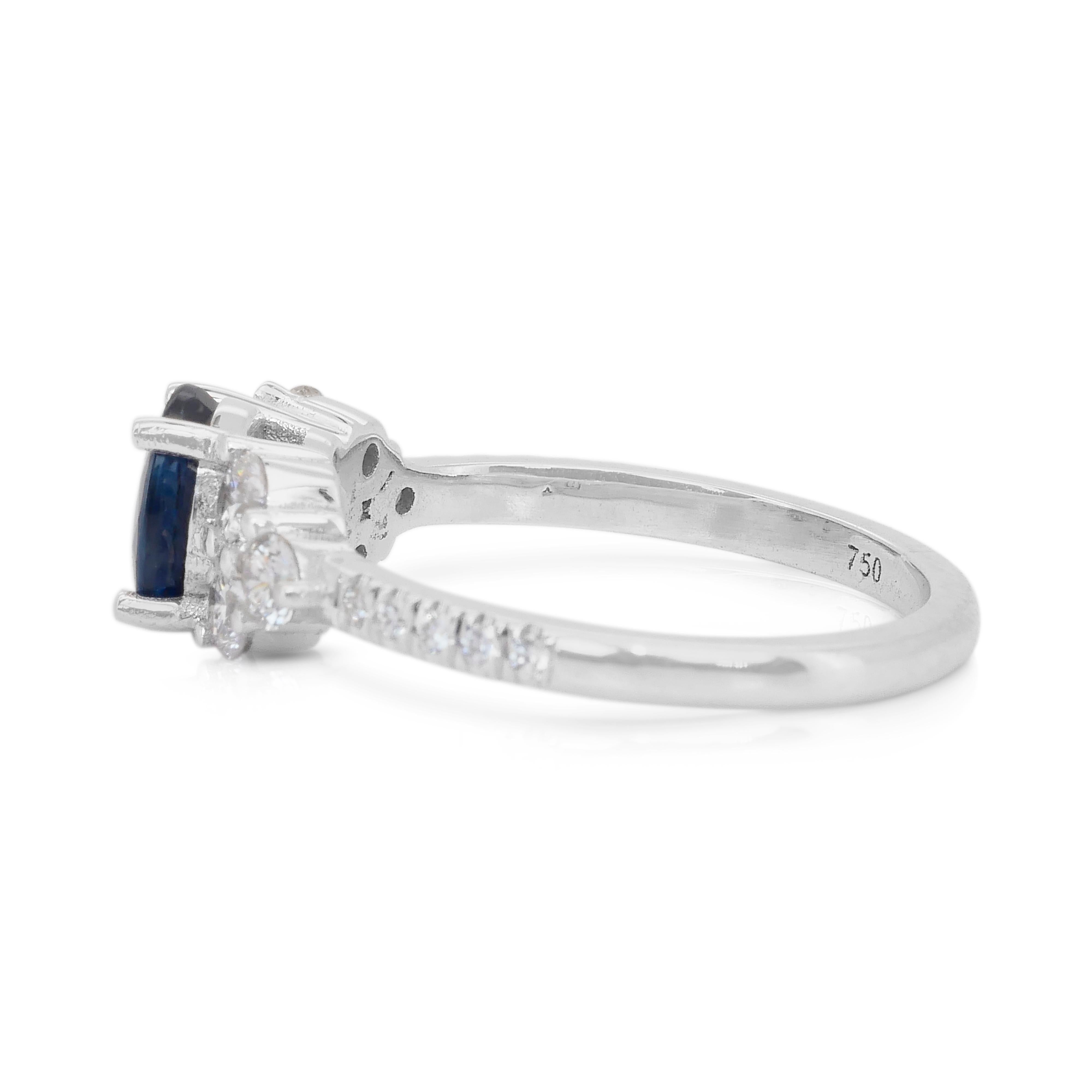 Whiting - Bague en or blanc 18 carats avec saphir et diamants de 2,15 carats - Certifiée GIA Neuf - En vente à רמת גן, IL