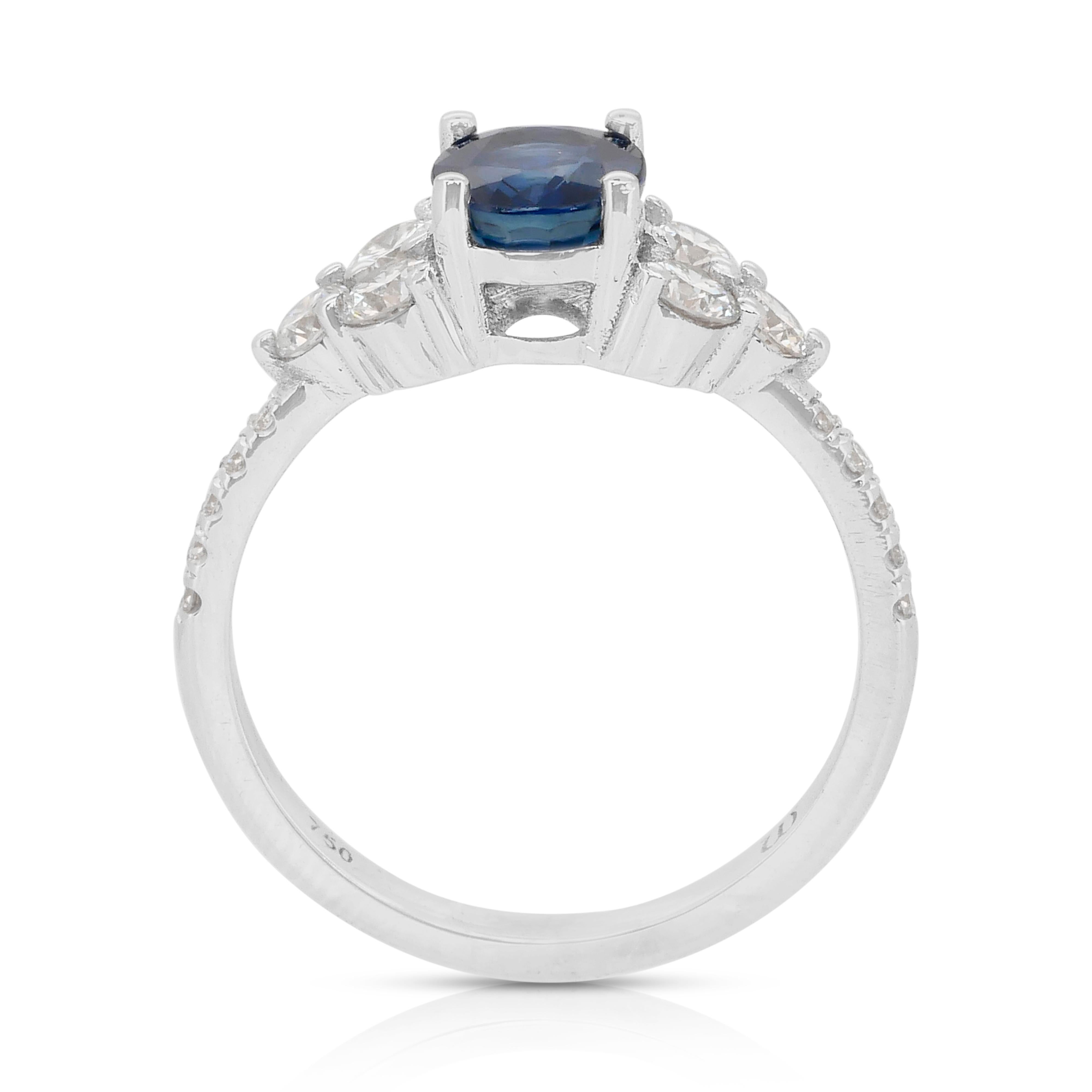 Whiting - Bague en or blanc 18 carats avec saphir et diamants de 2,15 carats - Certifiée GIA en vente 2