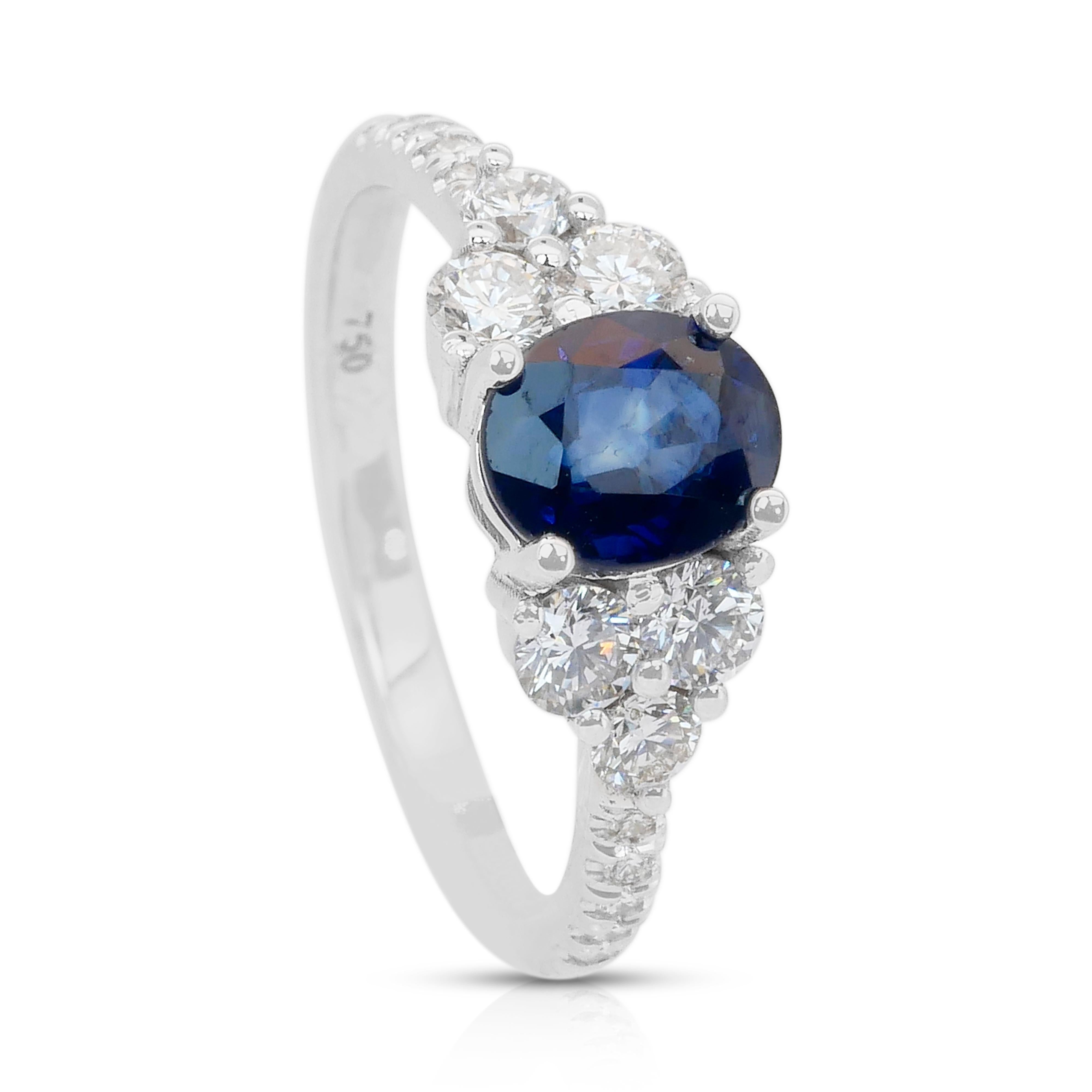 Whiting - Bague en or blanc 18 carats avec saphir et diamants de 2,15 carats - Certifiée GIA en vente 1