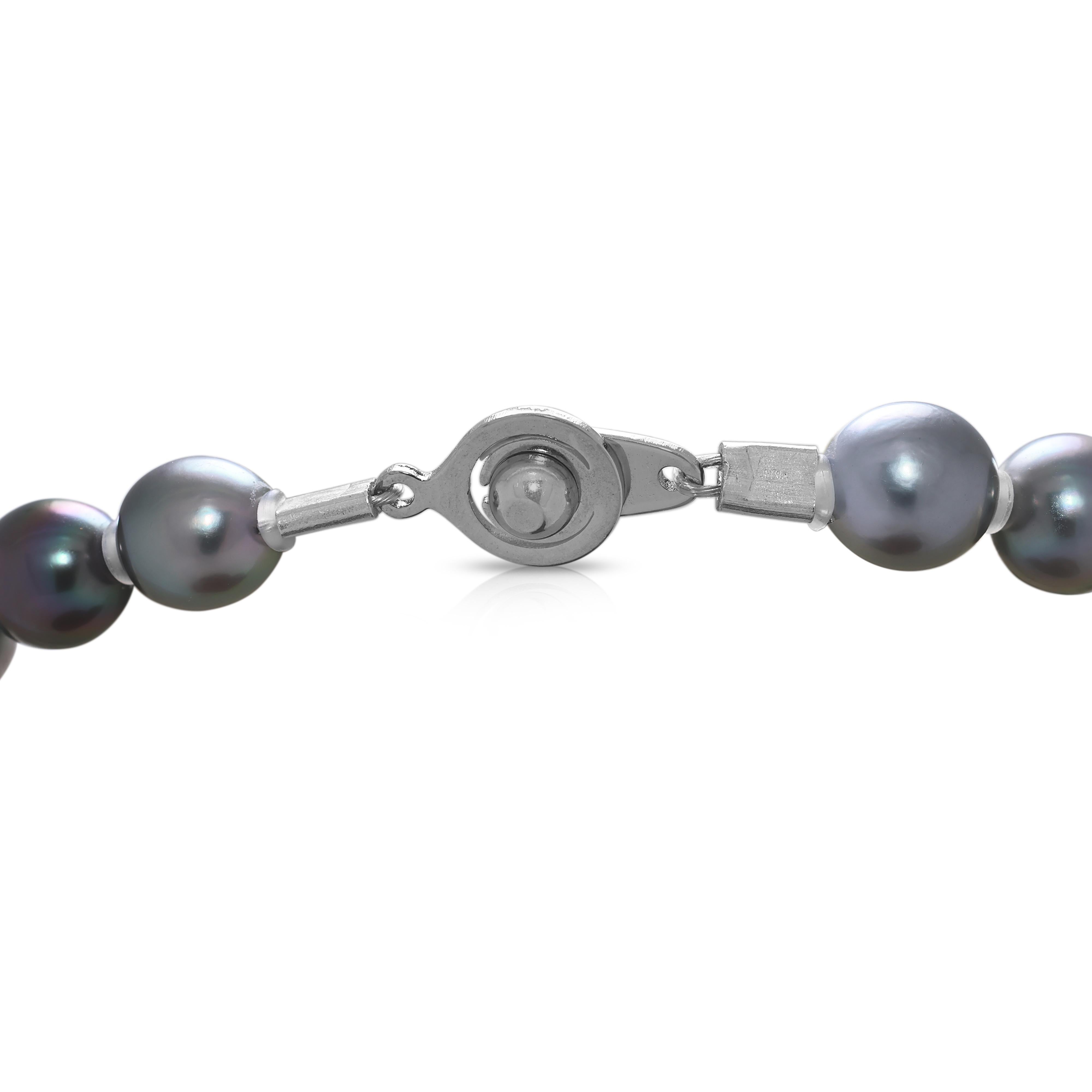 Collier sophistiqué de perles des mers du Sud de 10,9 mm en argent en vente 2