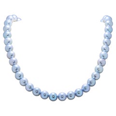 Collier exquis de perles d'Akoya bleues de 8,5 mm en argent