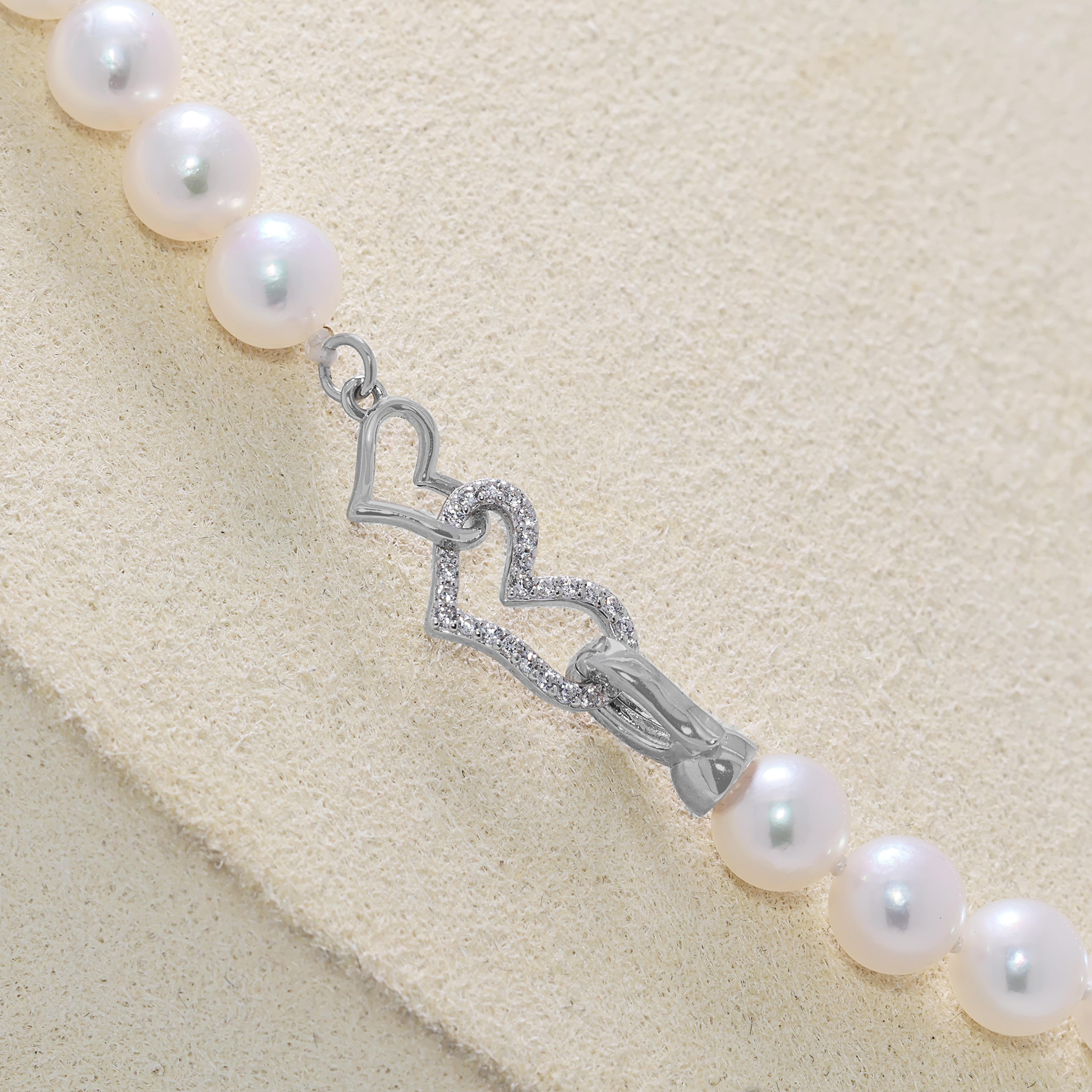 Elegante Collar de Plata con Perlas Akoya Mixtas de 7 mm en venta 2