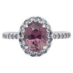 Stunning 2.36ct Diamonds and Padparadscha Sapphire Cluster Ring