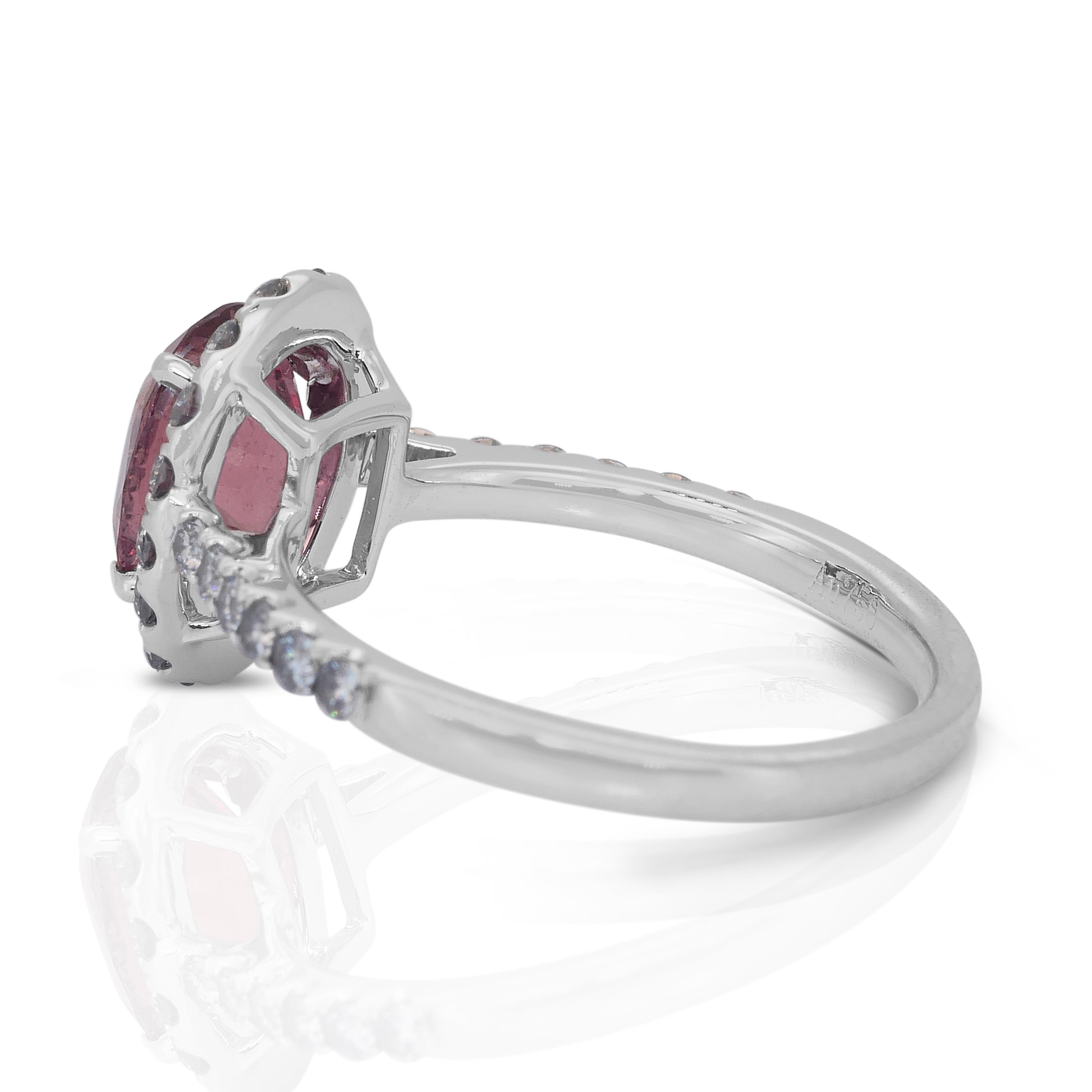 Donna Stupendo anello a grappolo con diamanti e zaffiri Padparadscha da 2,36 carati in vendita