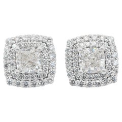 Orecchini a perno con diamanti doppio taglio ideale eccellente da 3,08 carati in oro bianco 18 ct.