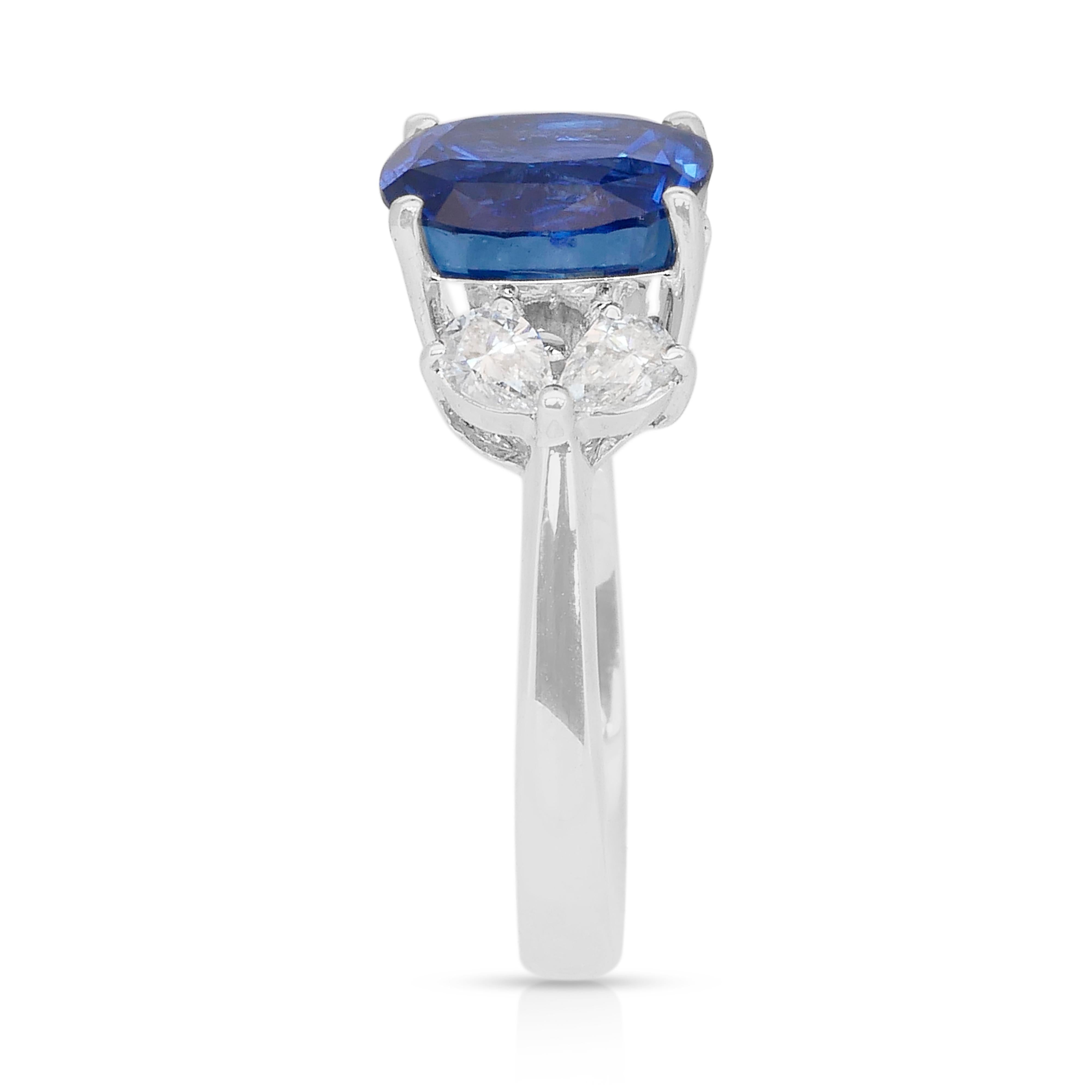 Fesselnder 5,70ct Saphir und Diamanten Ring in 18k Weißgold - GIA zertifiziert im Angebot 1