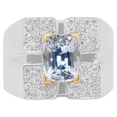 Prächtiger Cocktailring aus 18k Weiß- und Gelbgold mit 3,93ct Saphiren und Diamanten