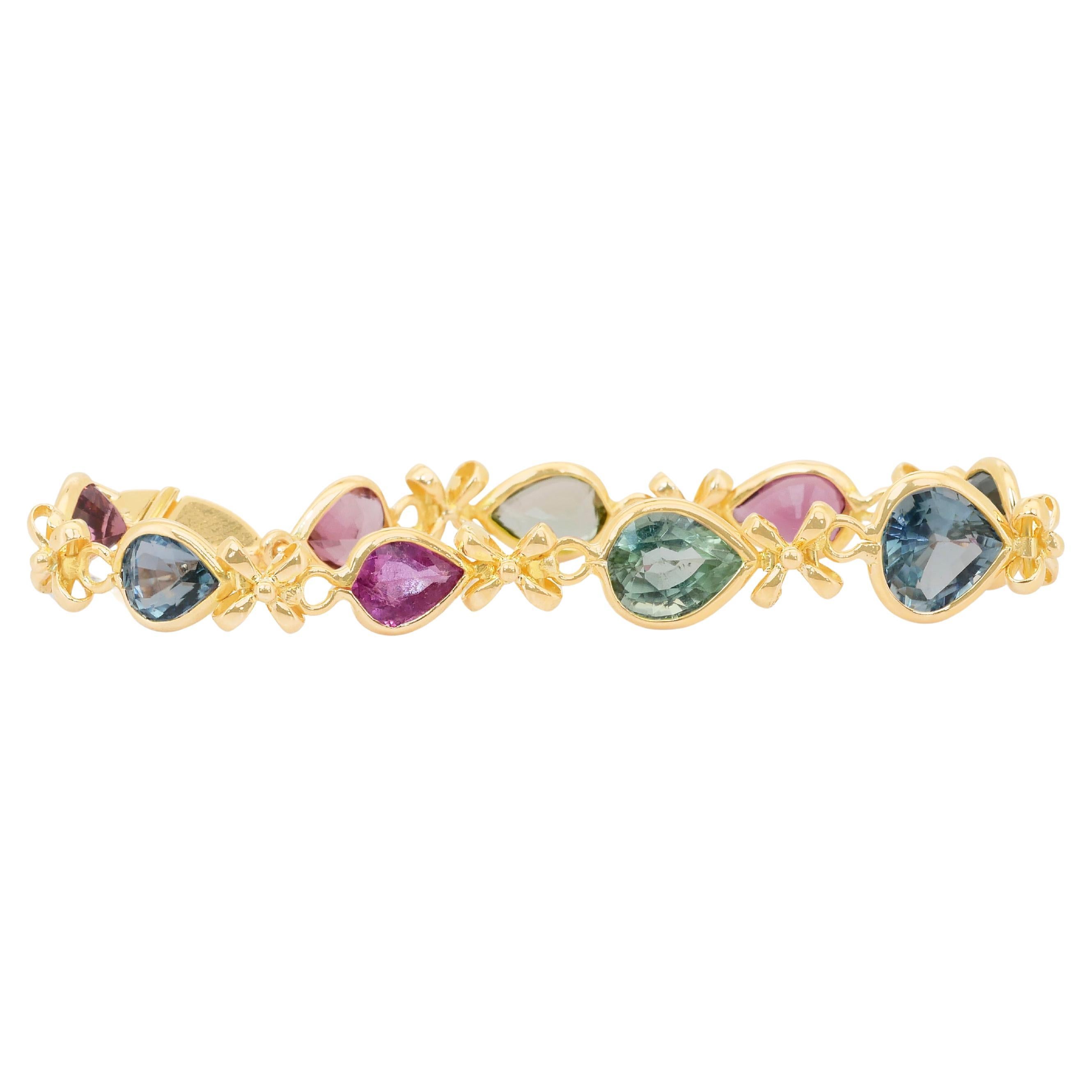 Captivant bracelet de tourmaline de 22,60ct en or jaune 18k - certifié IGI en vente
