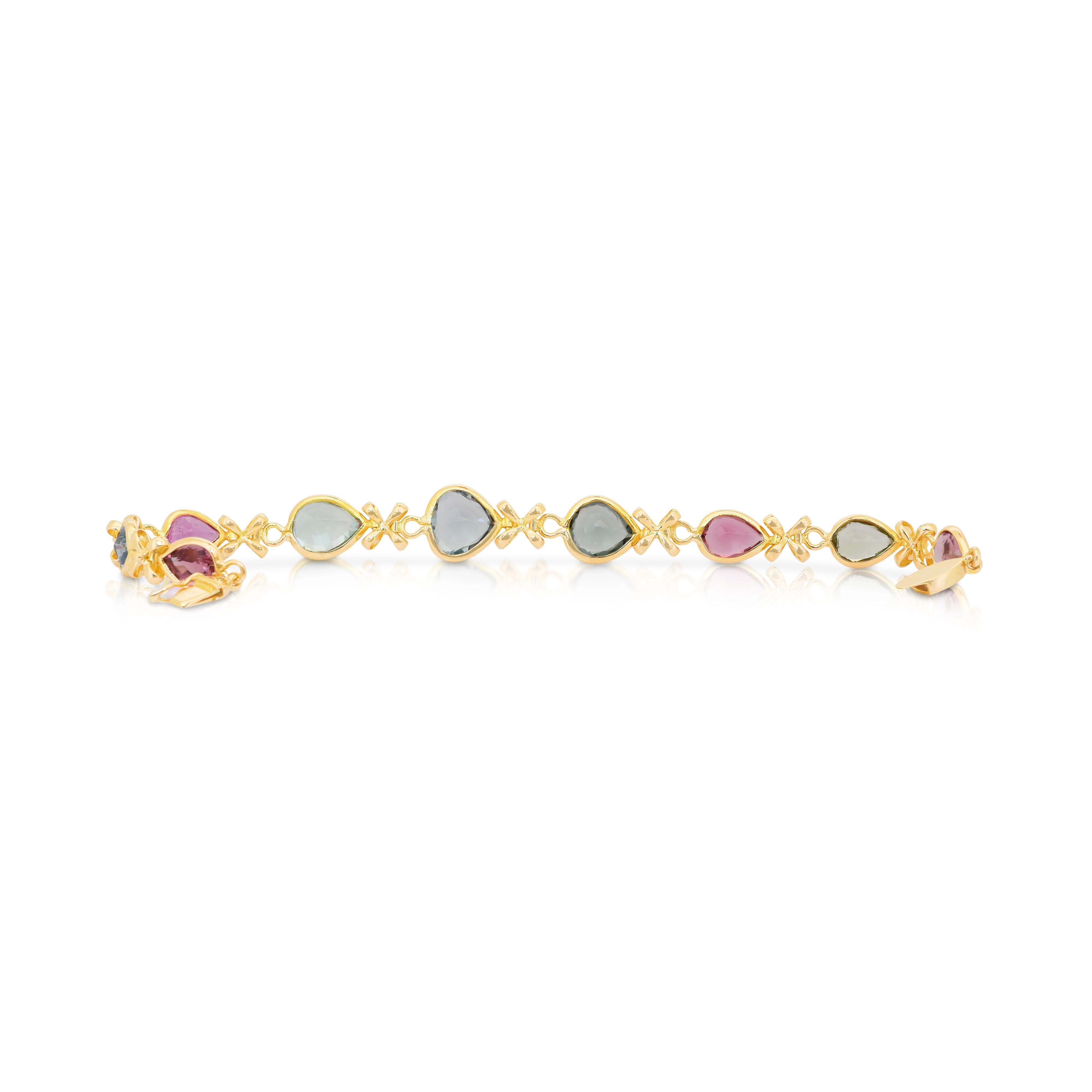Captivant bracelet de tourmaline de 22,60ct en or jaune 18k - certifié IGI Pour femmes en vente