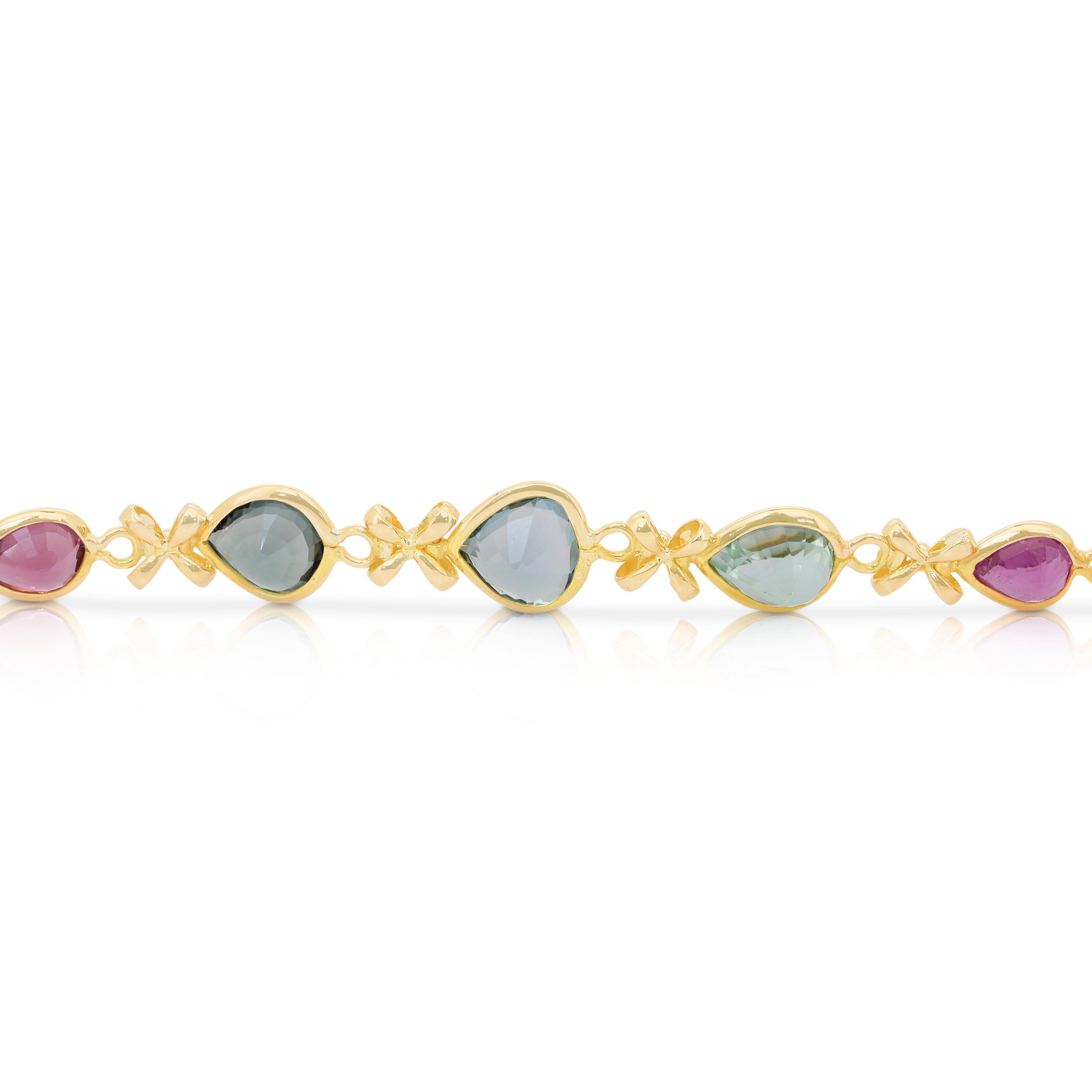 Captivant bracelet de tourmaline de 22,60ct en or jaune 18k - certifié IGI en vente 4