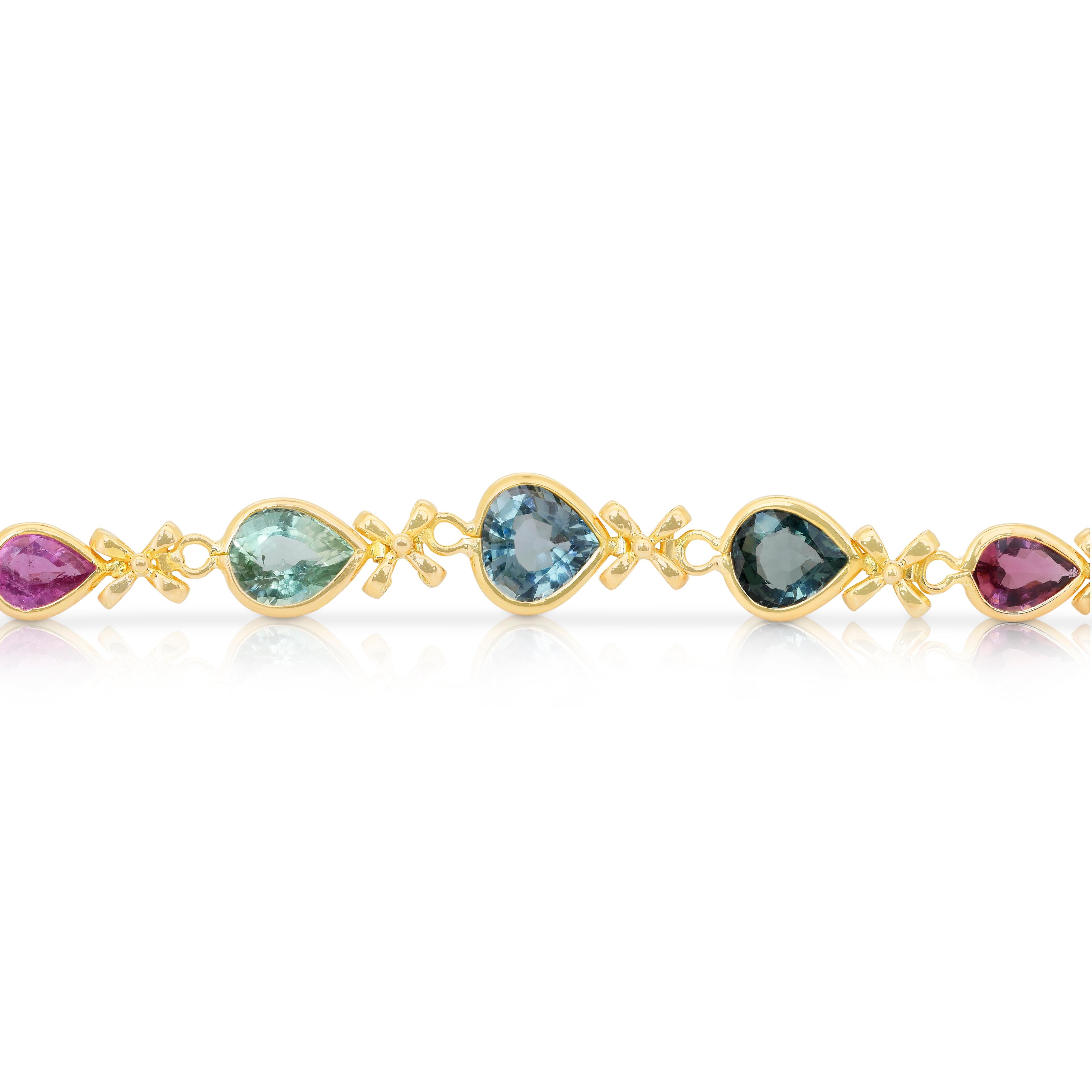 Captivant bracelet de tourmaline de 22,60ct en or jaune 18k - certifié IGI en vente 3