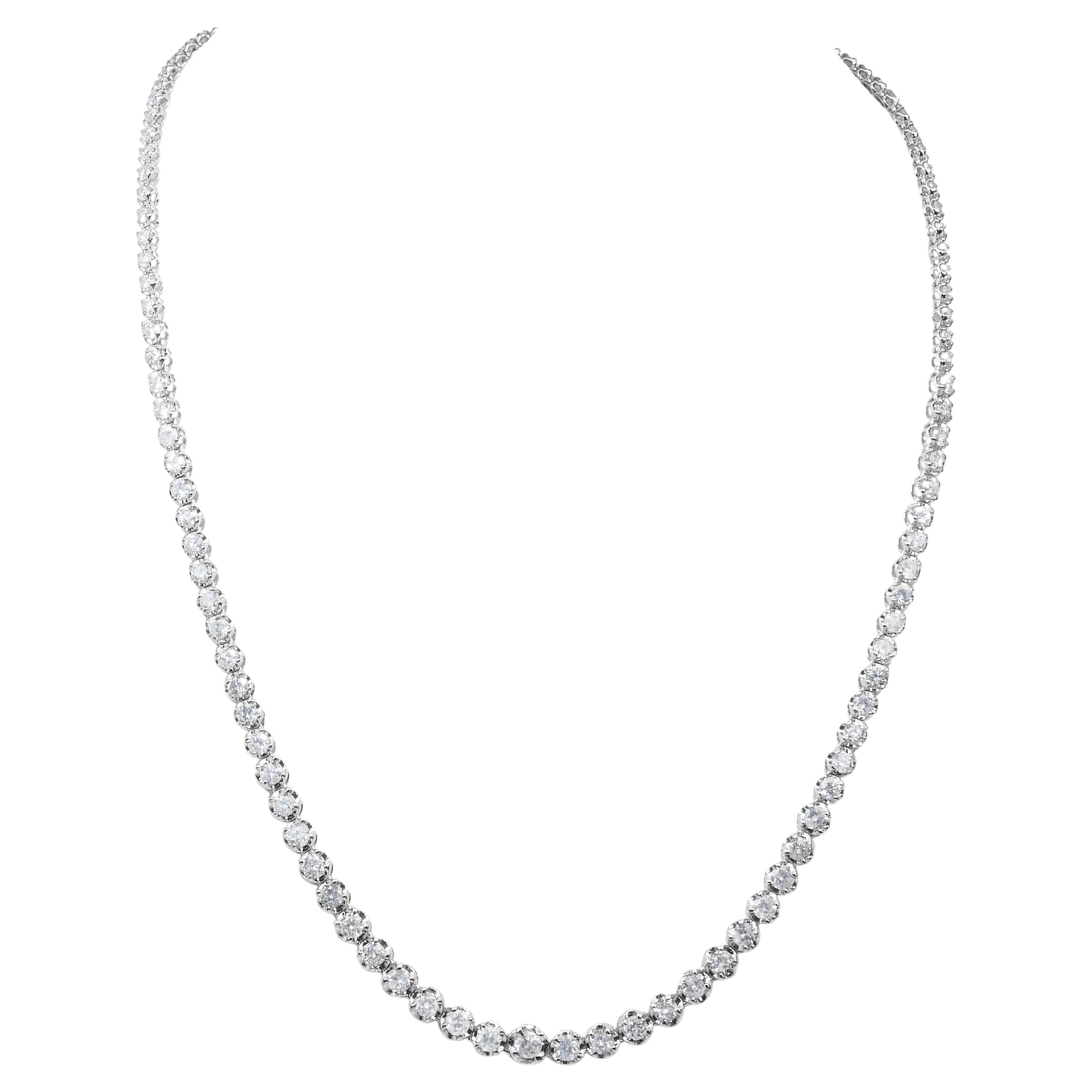 Squisita collana di diamanti naturali da 7,30 carati in oro bianco 18 carati - certificato IGI