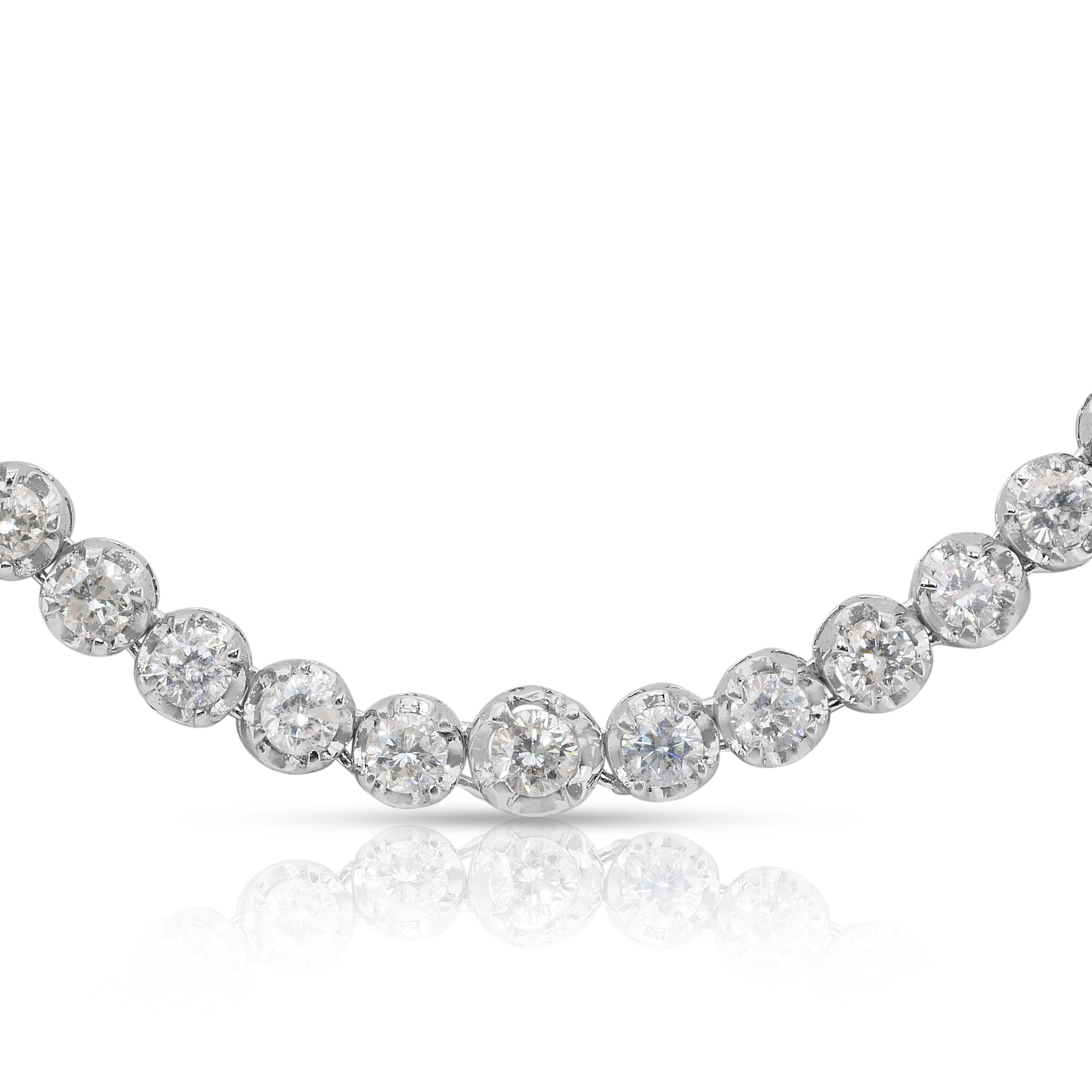 Squisita collana di diamanti naturali da 7,30 carati in oro bianco 18 carati - certificato IGI in vendita 1