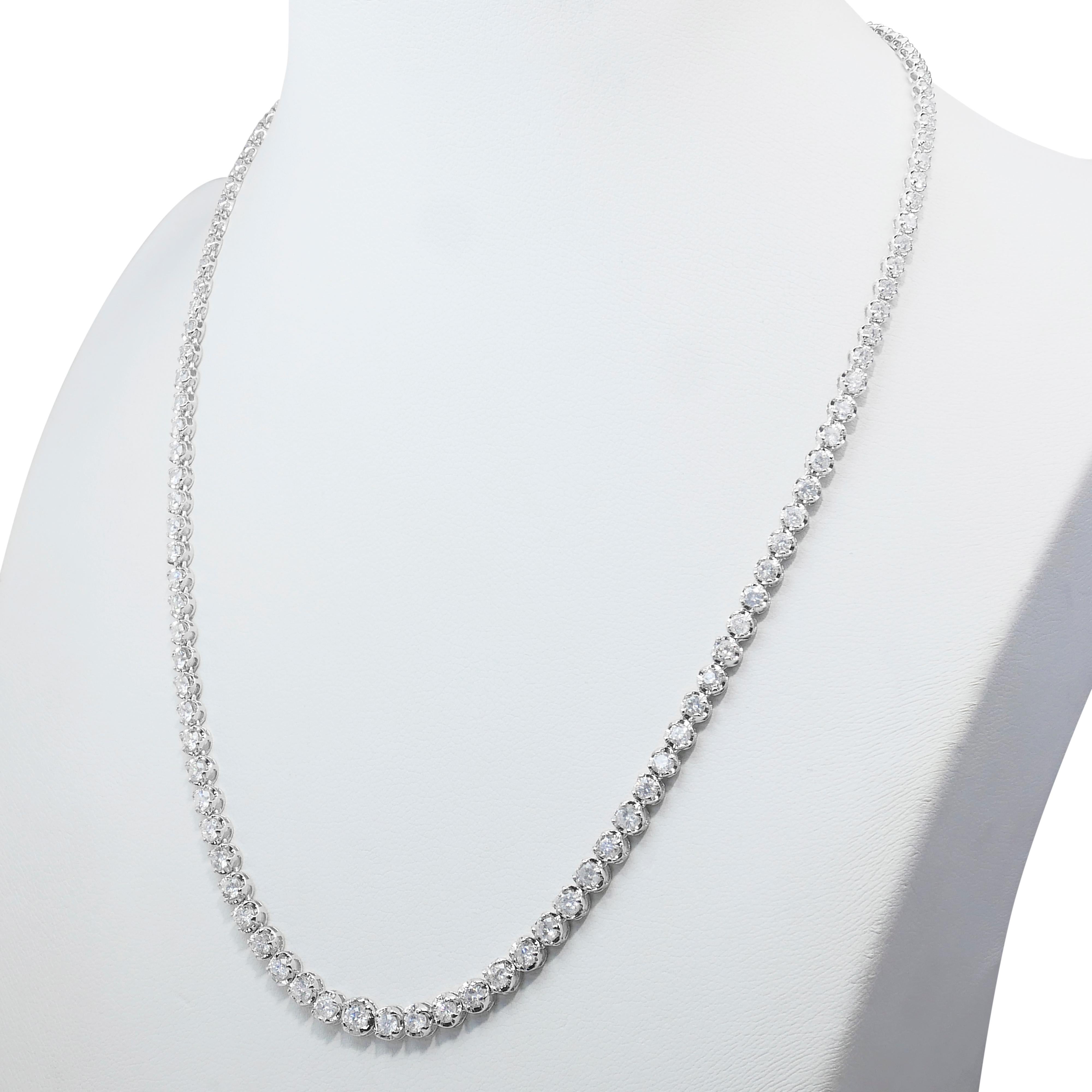 Squisita collana di diamanti naturali da 7,30 carati in oro bianco 18 carati - certificato IGI In condizioni Nuovo in vendita a רמת גן, IL