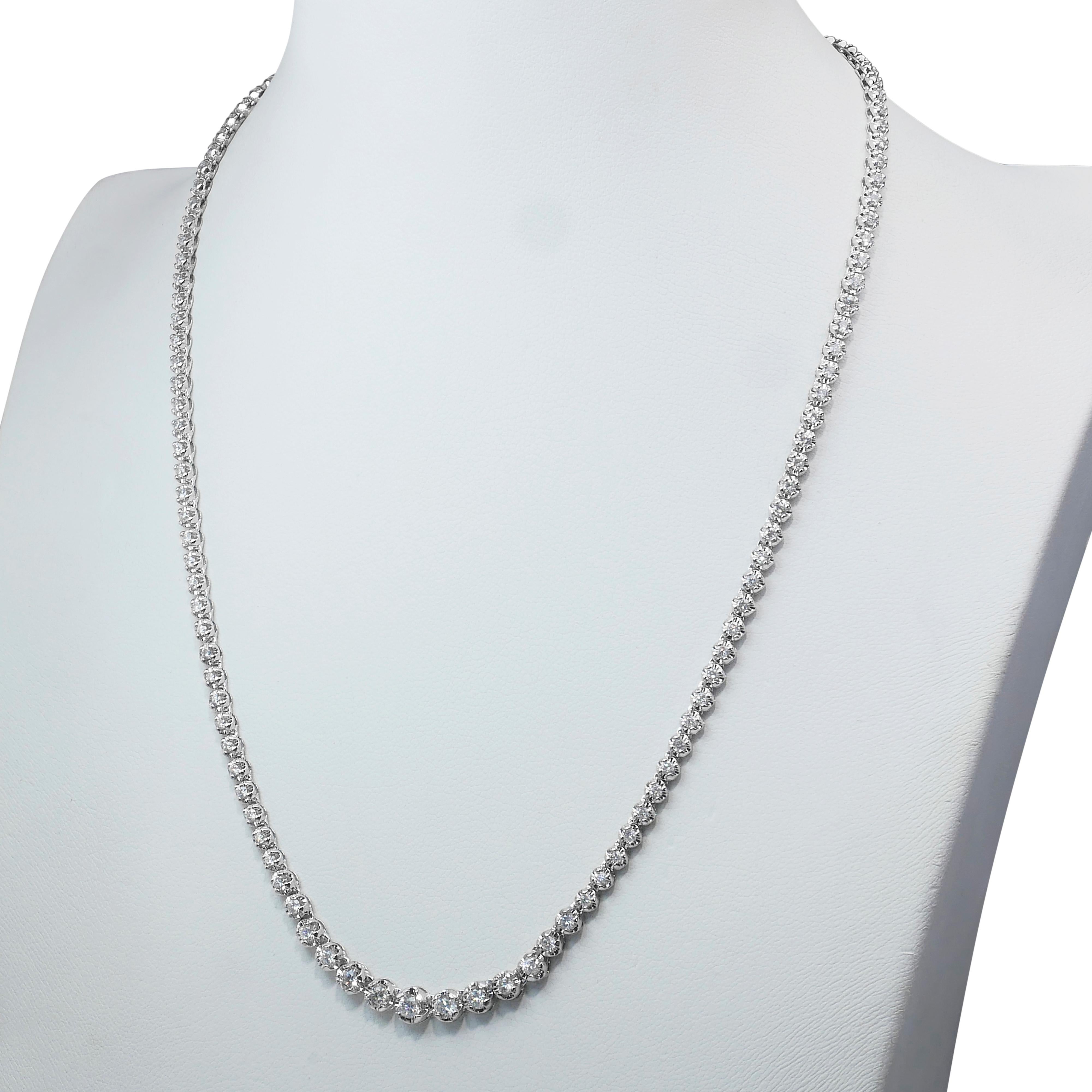 Sofisticata collana di diamanti naturali da 4,02 carati in oro bianco 18 carati - Certificato IGI In condizioni Nuovo in vendita a רמת גן, IL