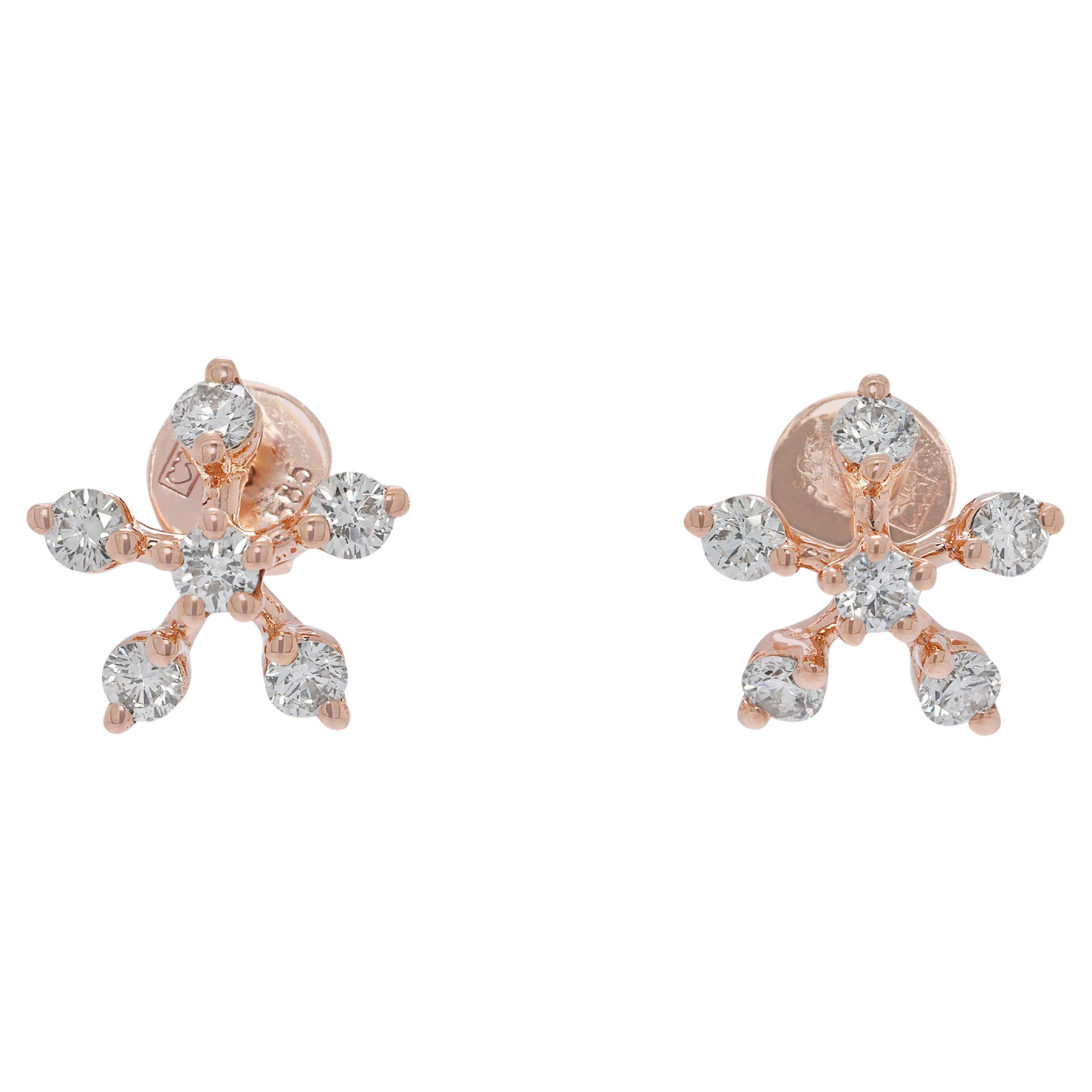 Elegant 0.30ct Natural Elegance fleur en or rose 14K