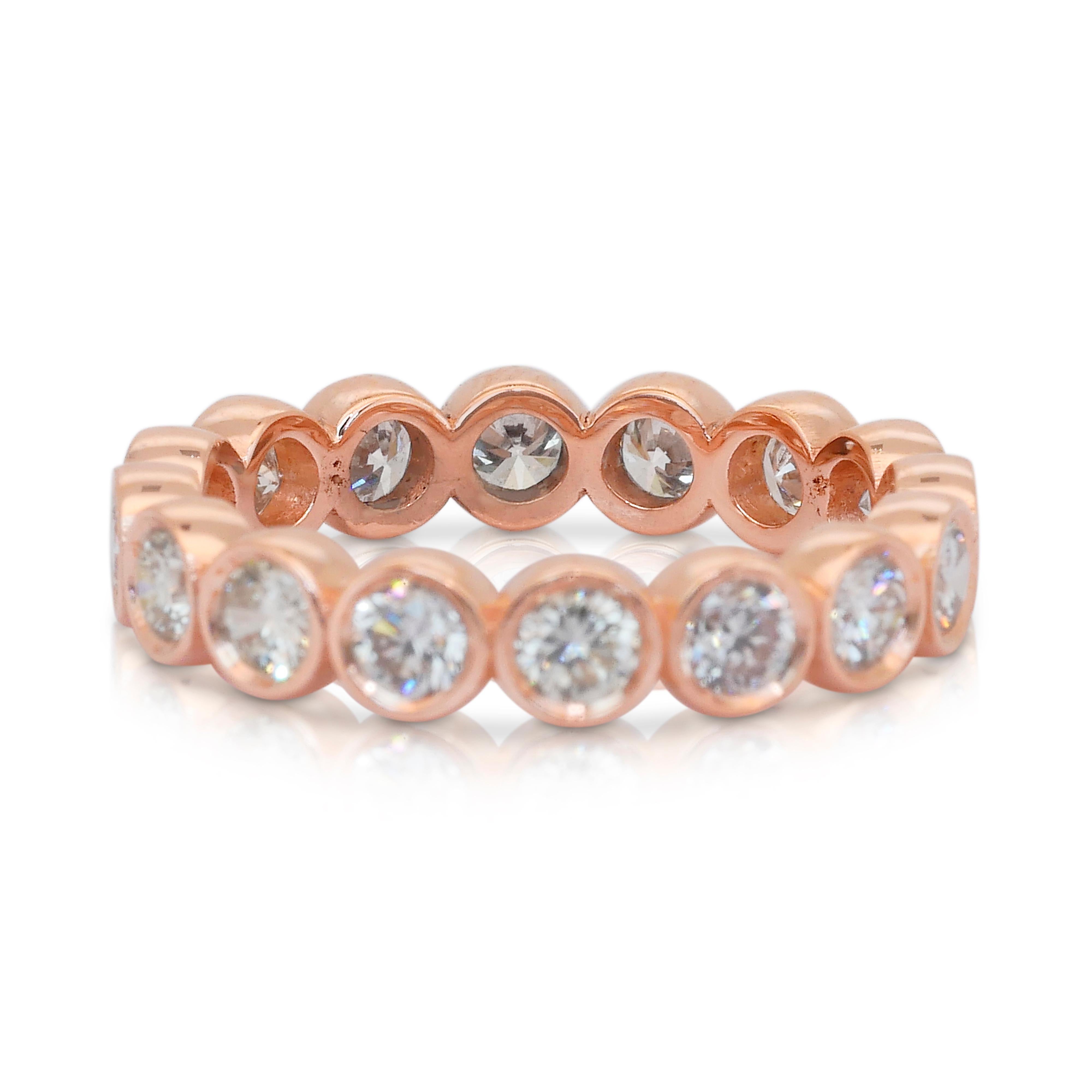 Stupendo anello di eternità con diamanti da 1,68 carati in oro rosa 18 carati - certificato IGI in vendita 3