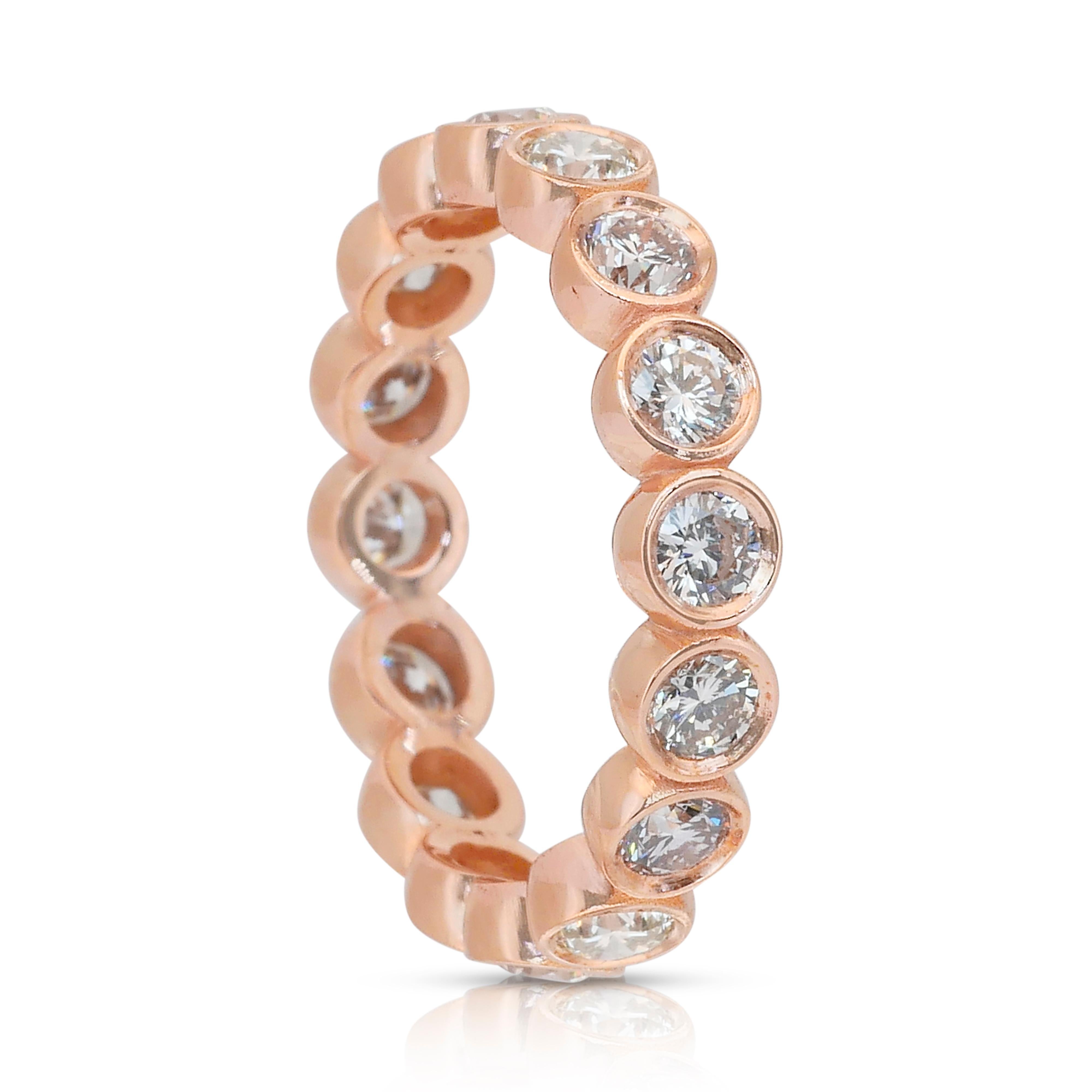 Taglio rotondo Stupendo anello di eternità con diamanti da 1,68 carati in oro rosa 18 carati - certificato IGI in vendita