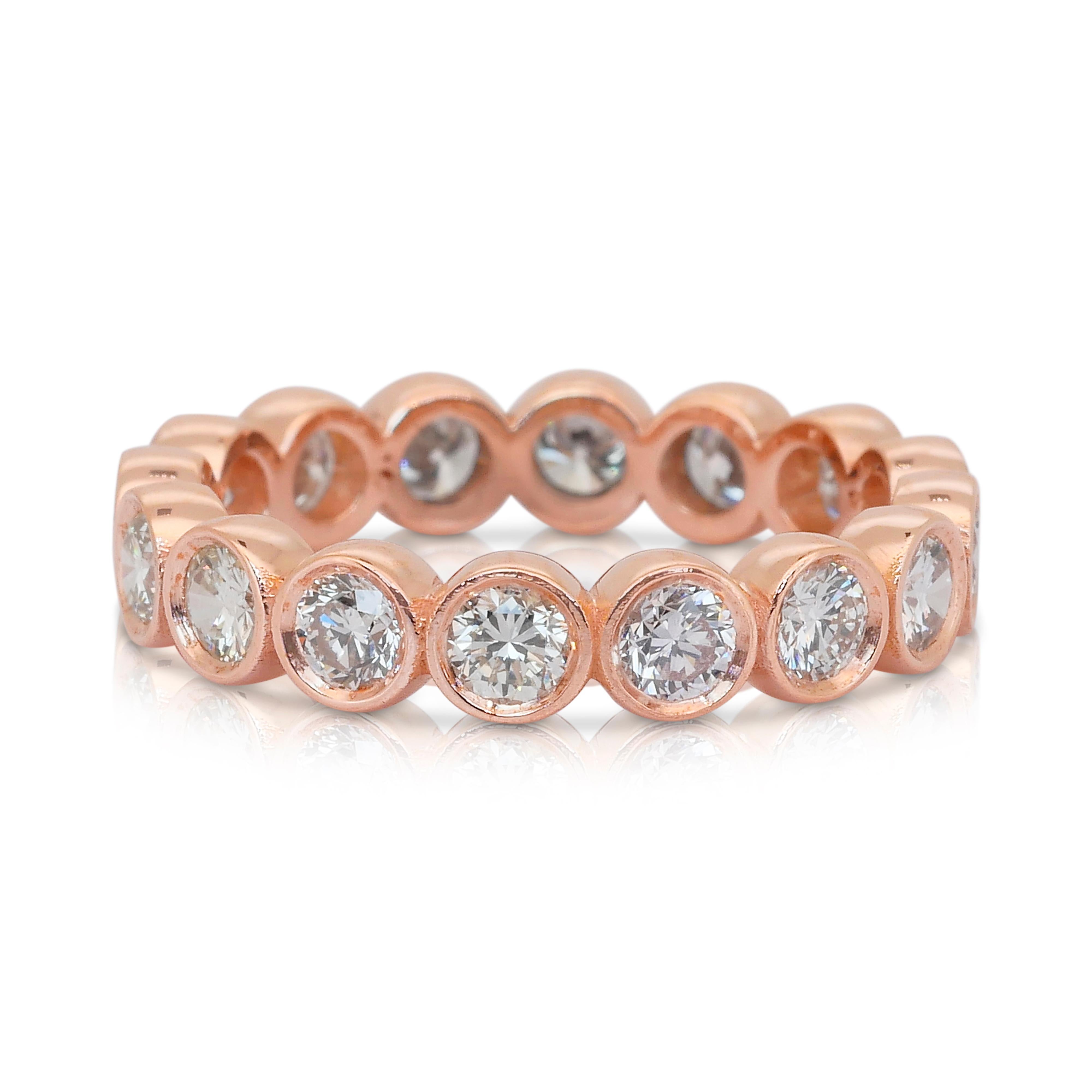 Stupendo anello di eternità con diamanti da 1,68 carati in oro rosa 18 carati - certificato IGI in vendita 1