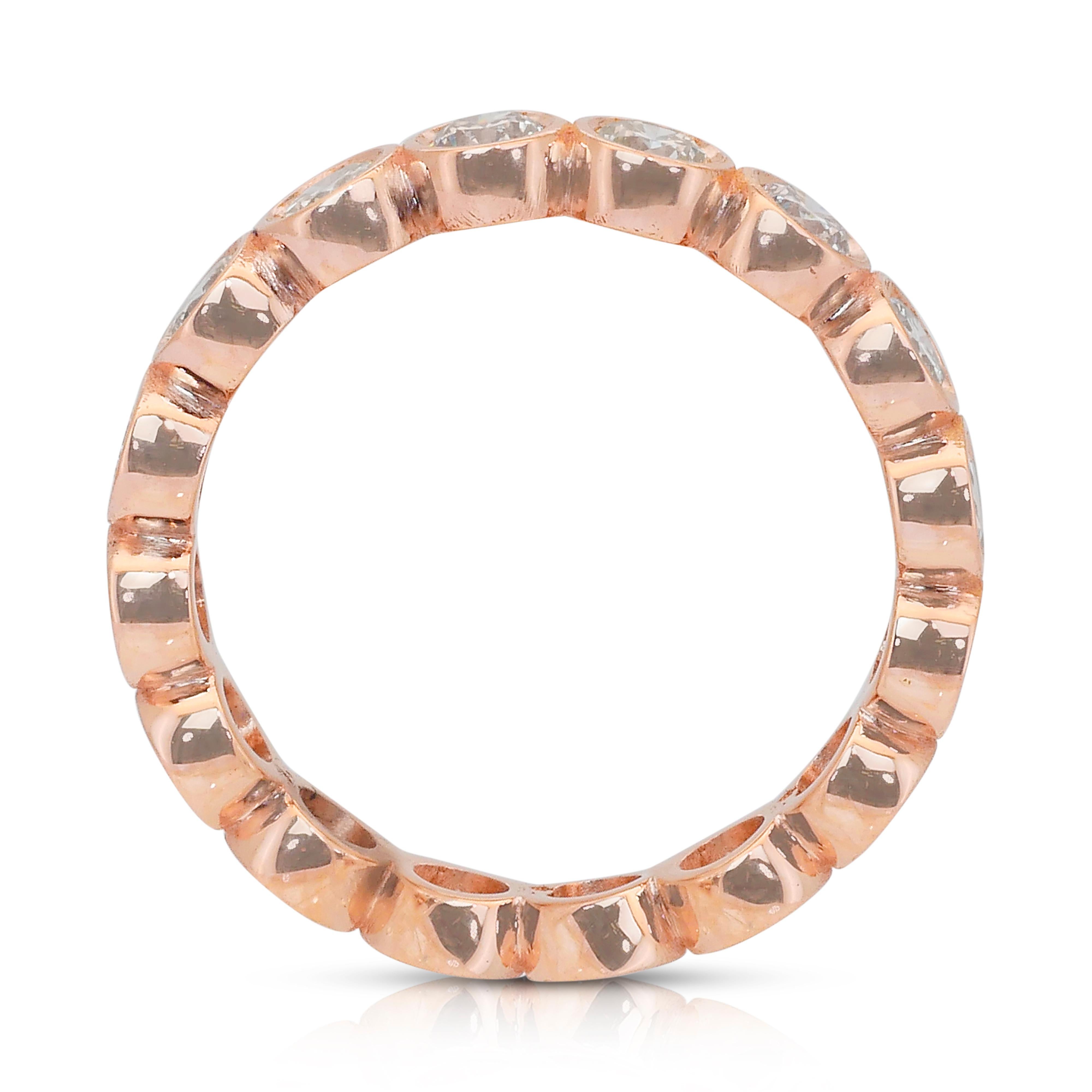 Stupendo anello di eternità con diamanti da 1,68 carati in oro rosa 18 carati - certificato IGI in vendita 2