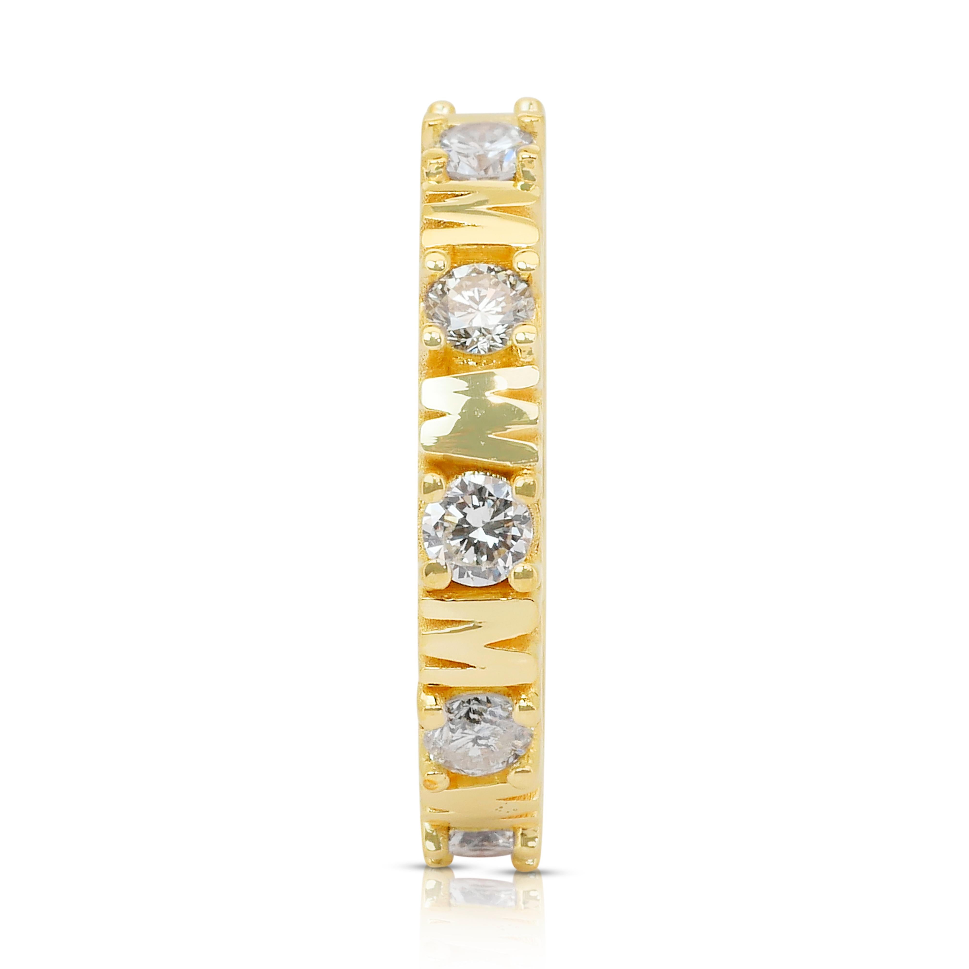 Bague exquise de 1,36ct de diamant naturel en or jaune 18k - certifié IGI en vente 1