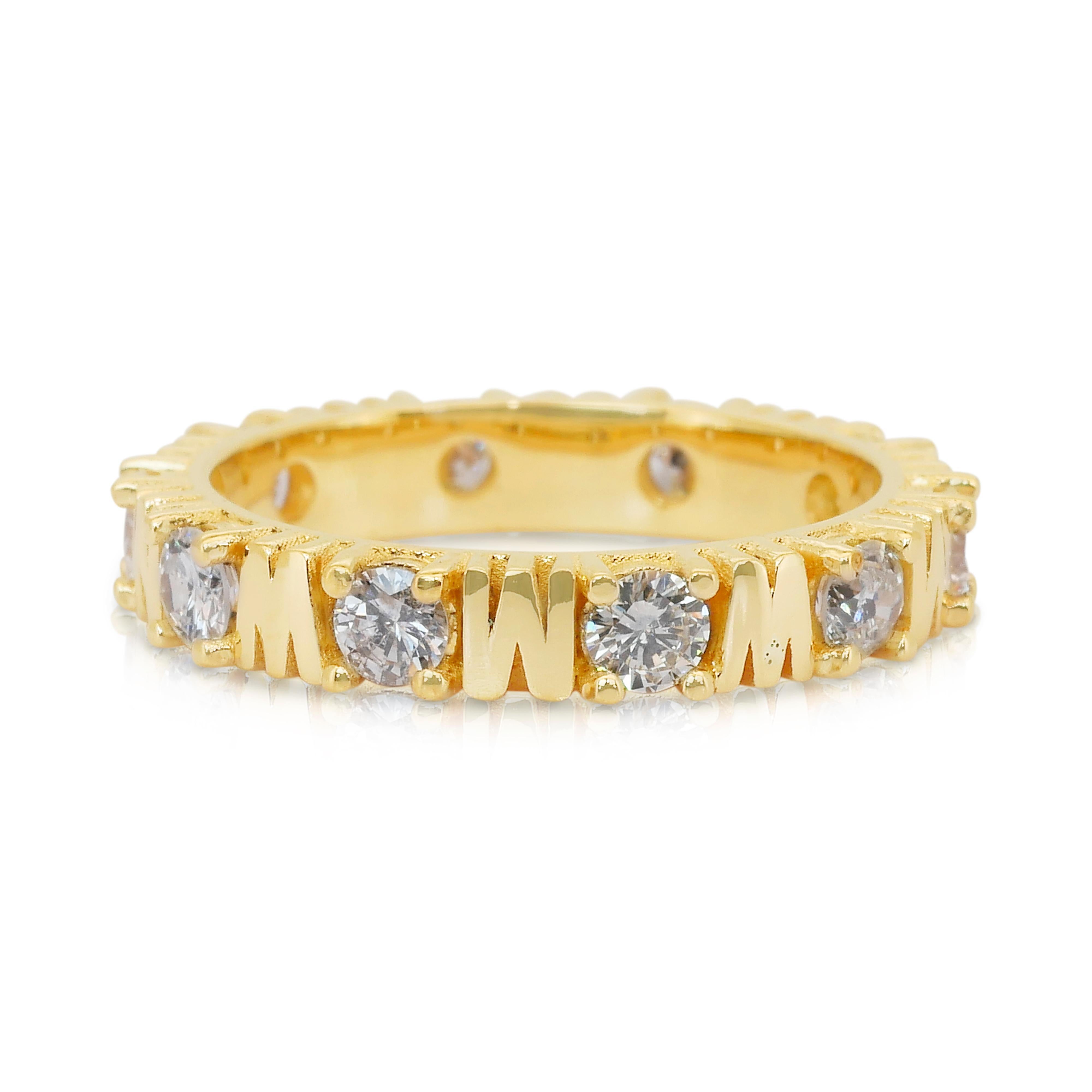 Bague exquise de 1,36ct de diamant naturel en or jaune 18k - certifié IGI en vente 2