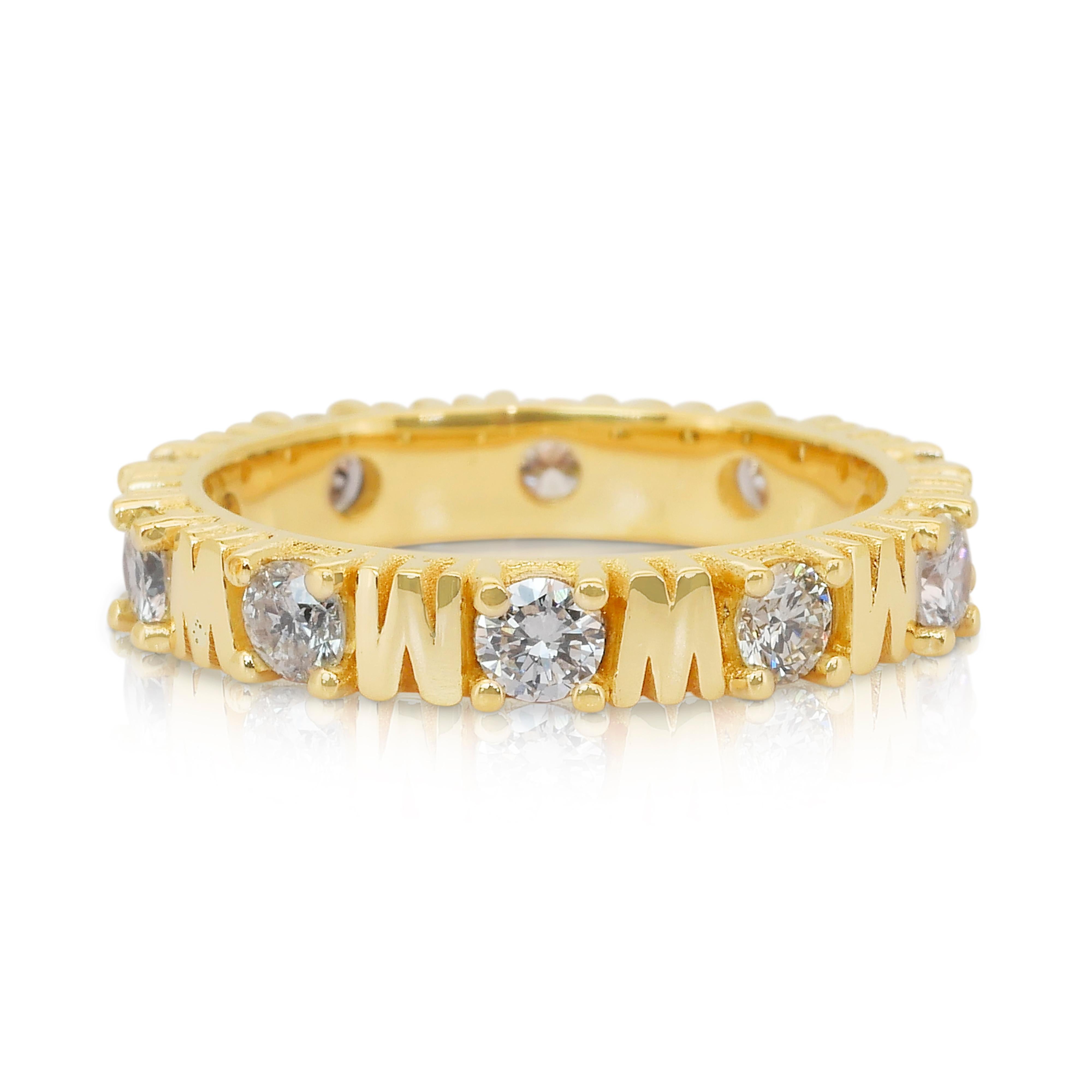 Bague exquise de 1,36ct de diamant naturel en or jaune 18k - certifié IGI Neuf - En vente à רמת גן, IL