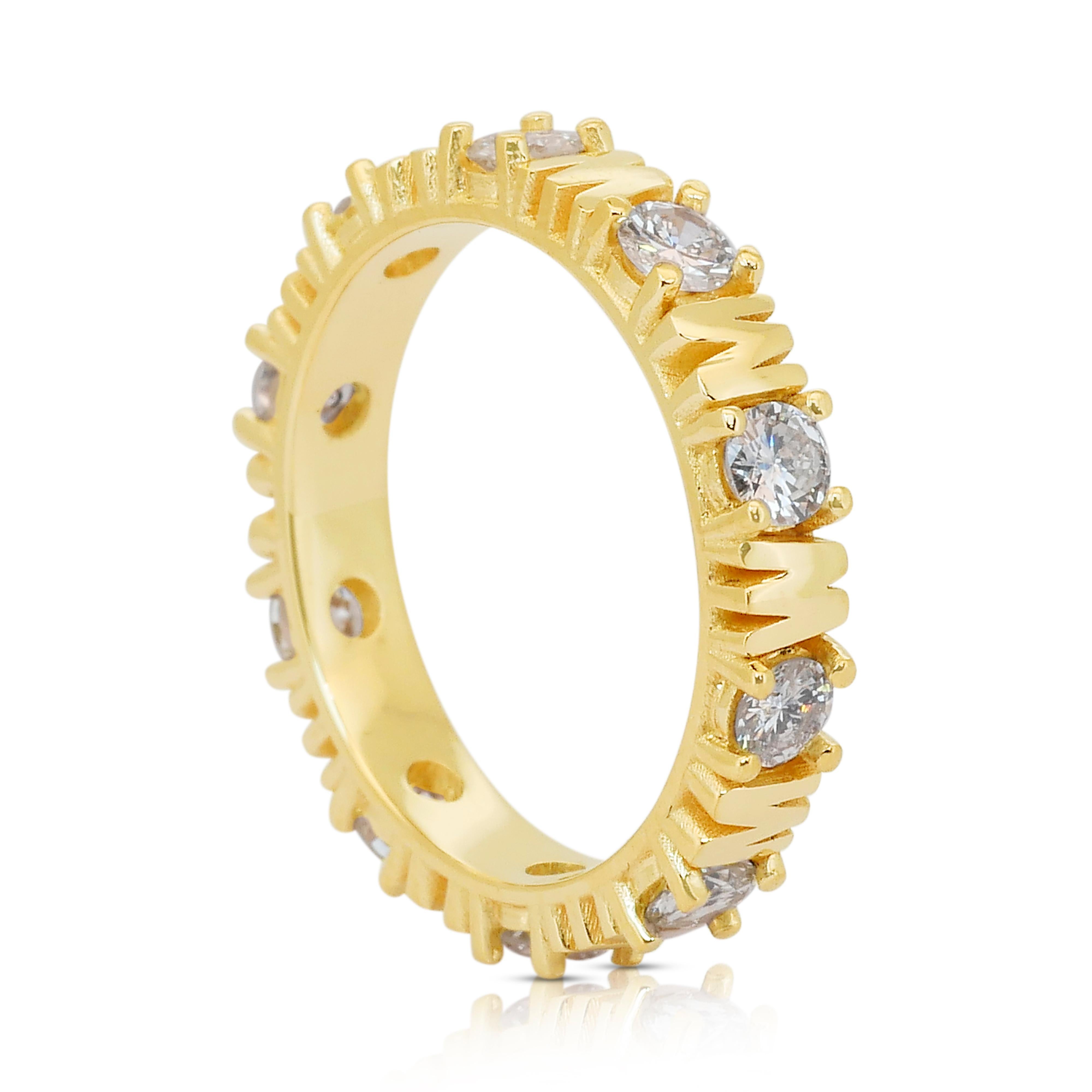 Taille ronde Bague exquise de 1,36ct de diamant naturel en or jaune 18k - certifié IGI en vente