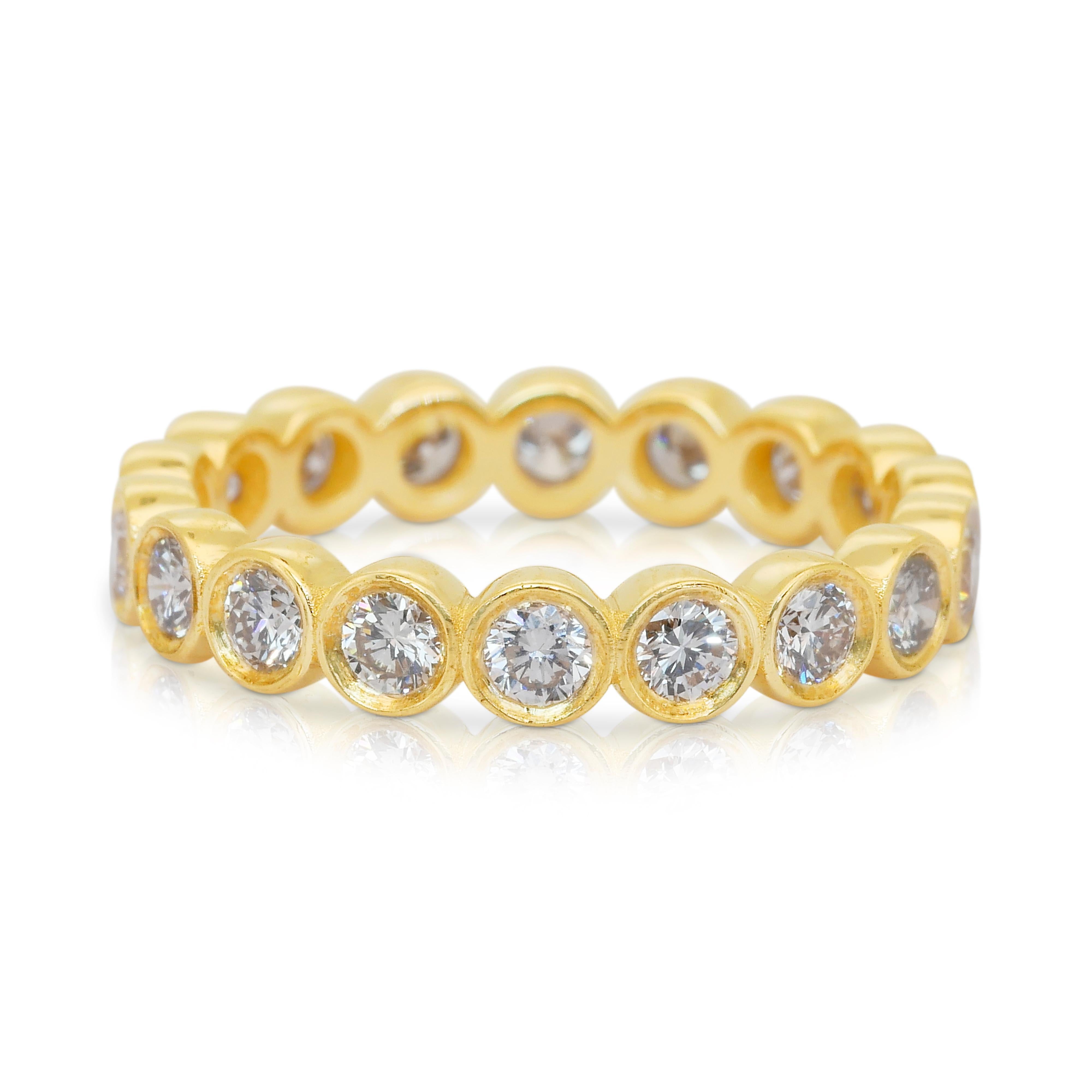 Anello Eternità senza tempo con 1,35 carati di diamanti in oro giallo 18 carati - Certificato IGI in vendita 4