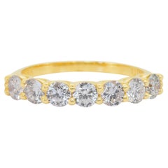 Elegante media alianza de diamantes de 1,35 ct en oro amarillo de 18k - Certificado IGI
