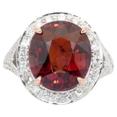 11.01 Carats IGI Certified 18k White Gold Pyrope Garnet And Diamond Cluster Ring