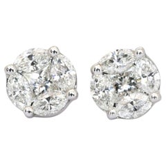 1.40 Carats IGI Certified 18k White Gold Natural Diamond Stud Earrings