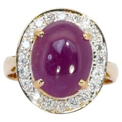 Anillo de cóctel de oro amarillo de 18 quilates con rubí y diamantes, certificado por el IGI, de 4,06 quilates