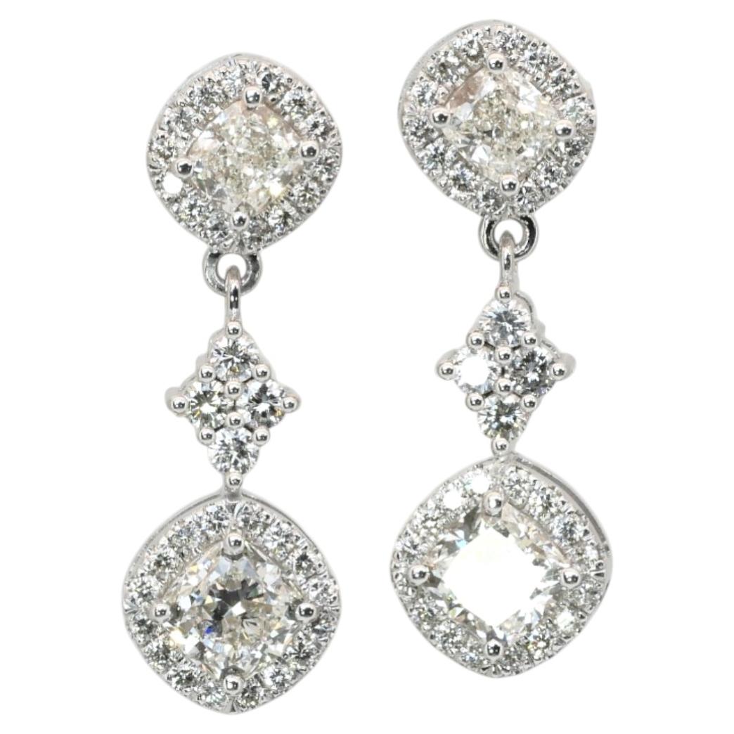 4.12 Carats IGI Certified 18k White Gold Diamond Drop Earrings