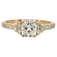 1.26 Carats IGI Certified 18k Yellow Gold Diamond Pave Ring