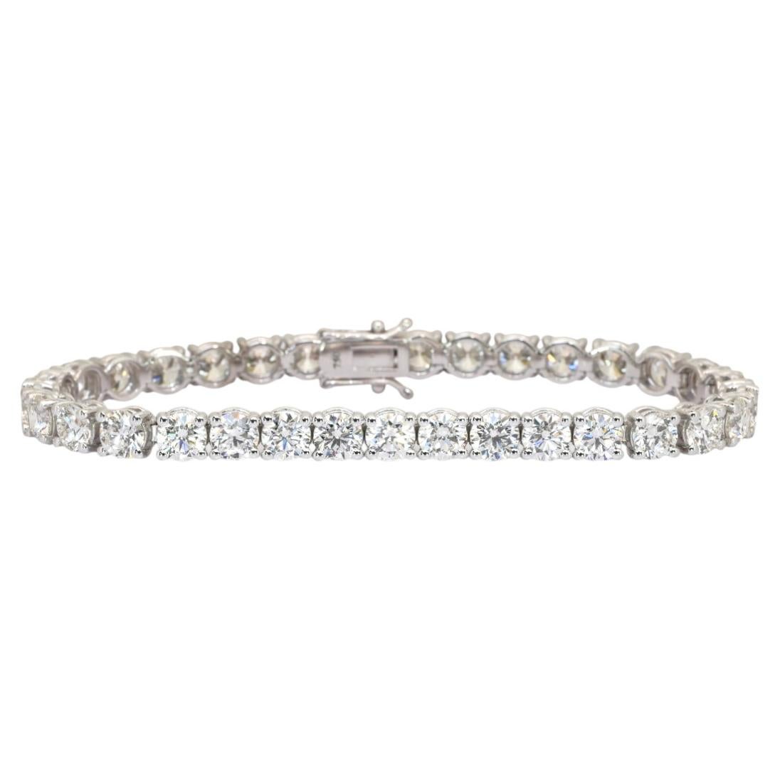 Pulsera tipo «tenis» de diamantes de 16,66 quilates, certificada por el IGI, en oro blanco de 18k