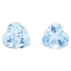 Charming 2.14ct Heart Cut Natural Aquamarine Pair Loose Gemstones