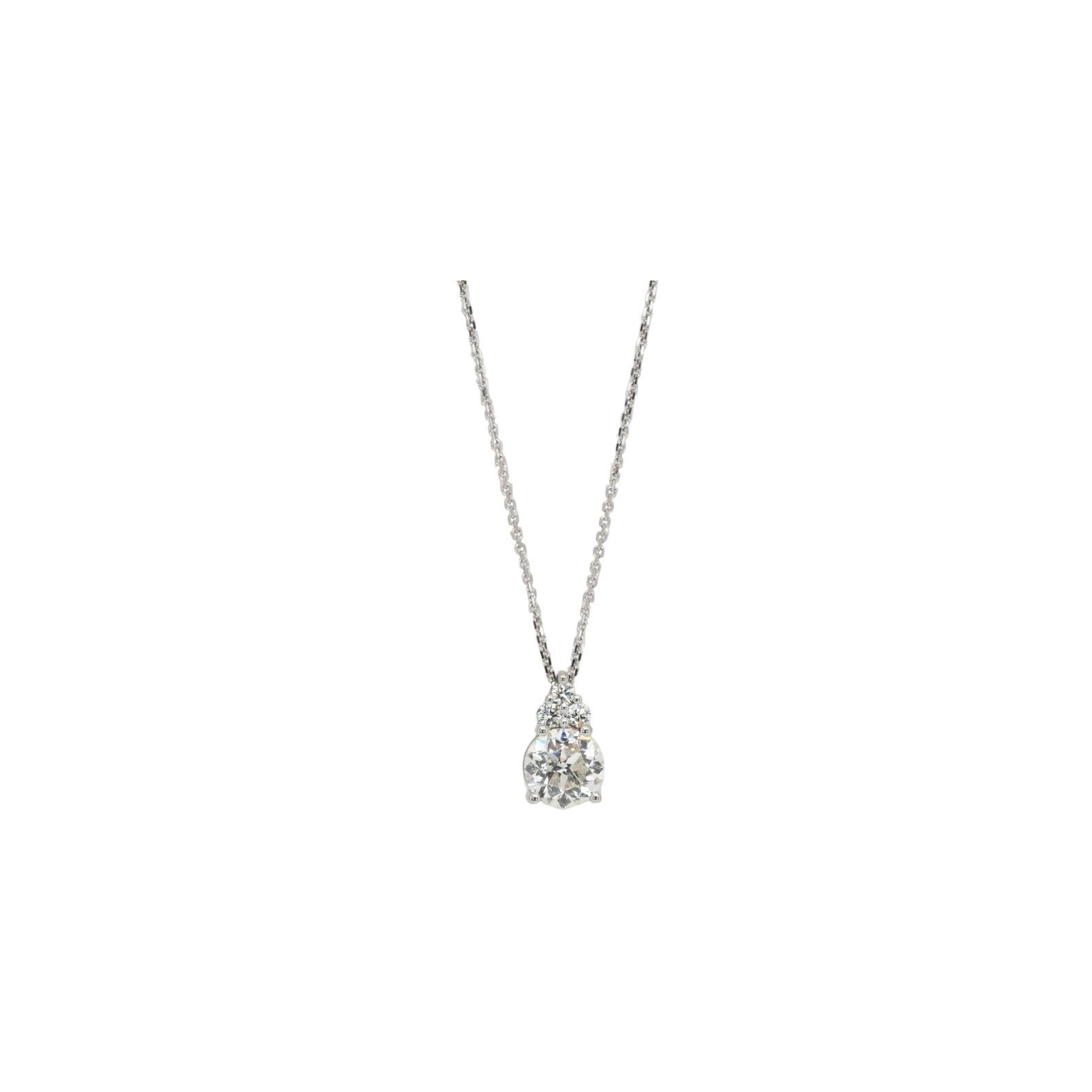 1.12 Carats IGI Certified 18k White Gold Natural Diamond Necklace with Pendant